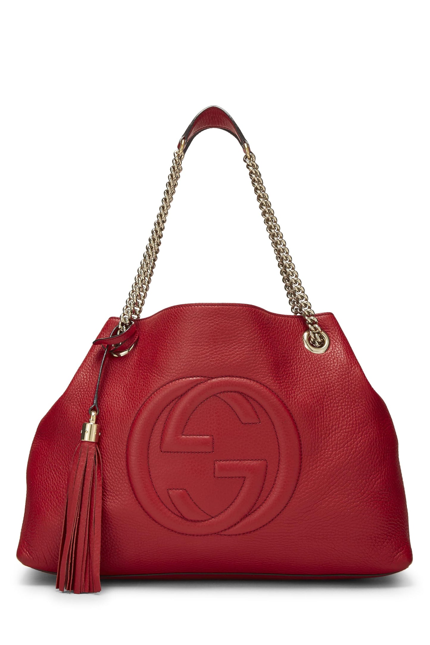 Gucci,  Red Leather Soho Chain Tote, Red