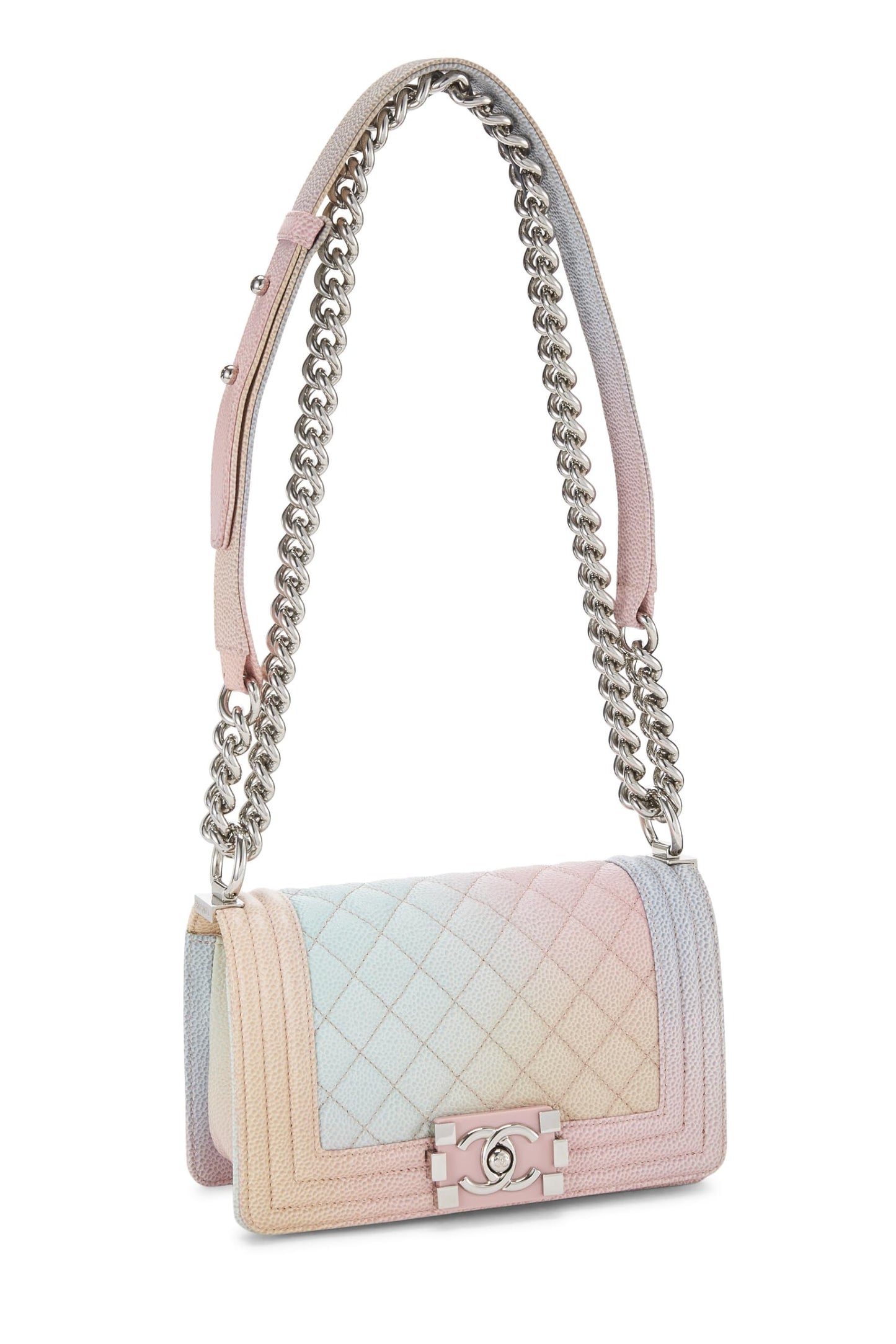 Chanel,  Rainbow Quilted Caviar Boy Bag Small, Multi