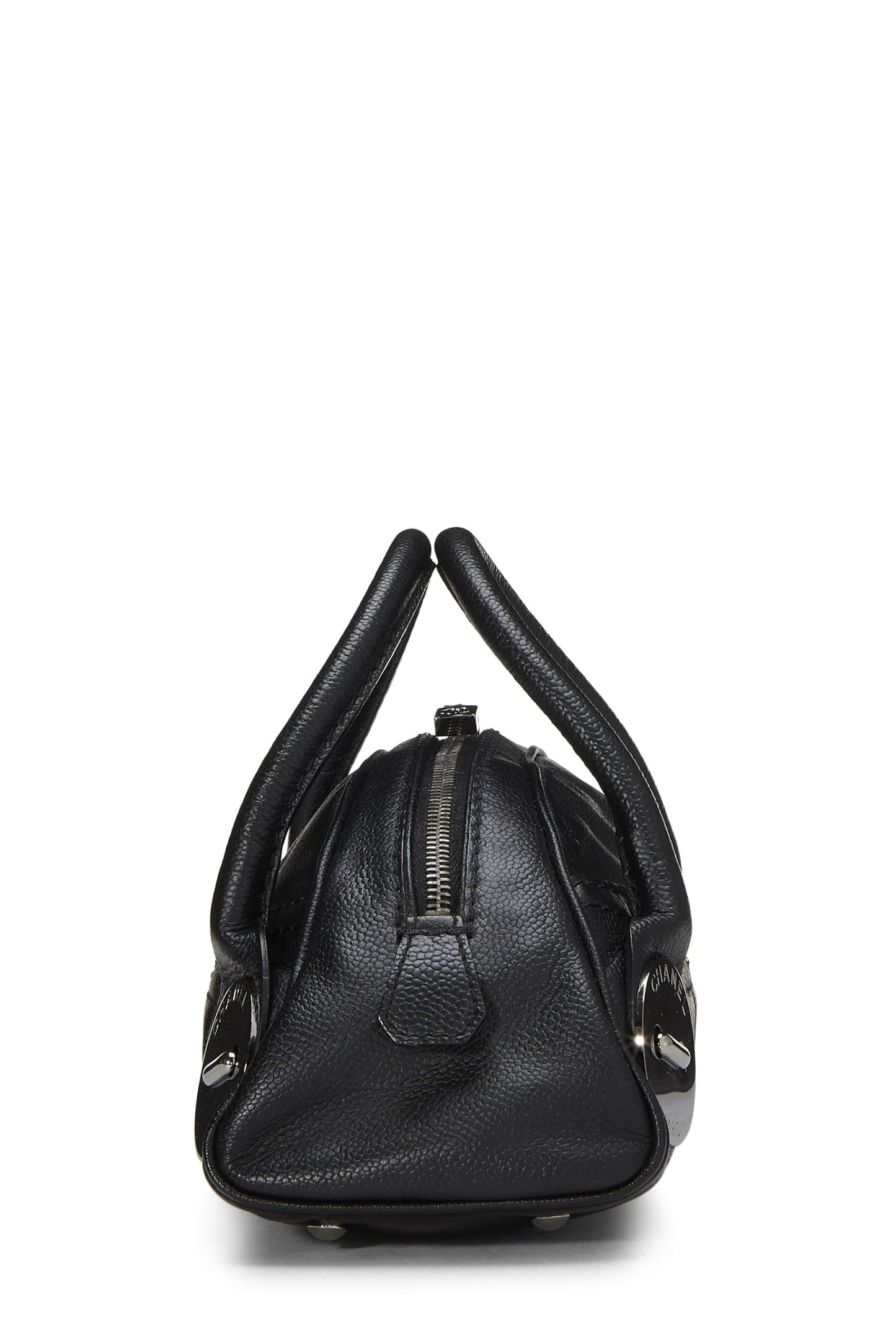 Chanel,  Black Leather Button Dome Satchel, Black