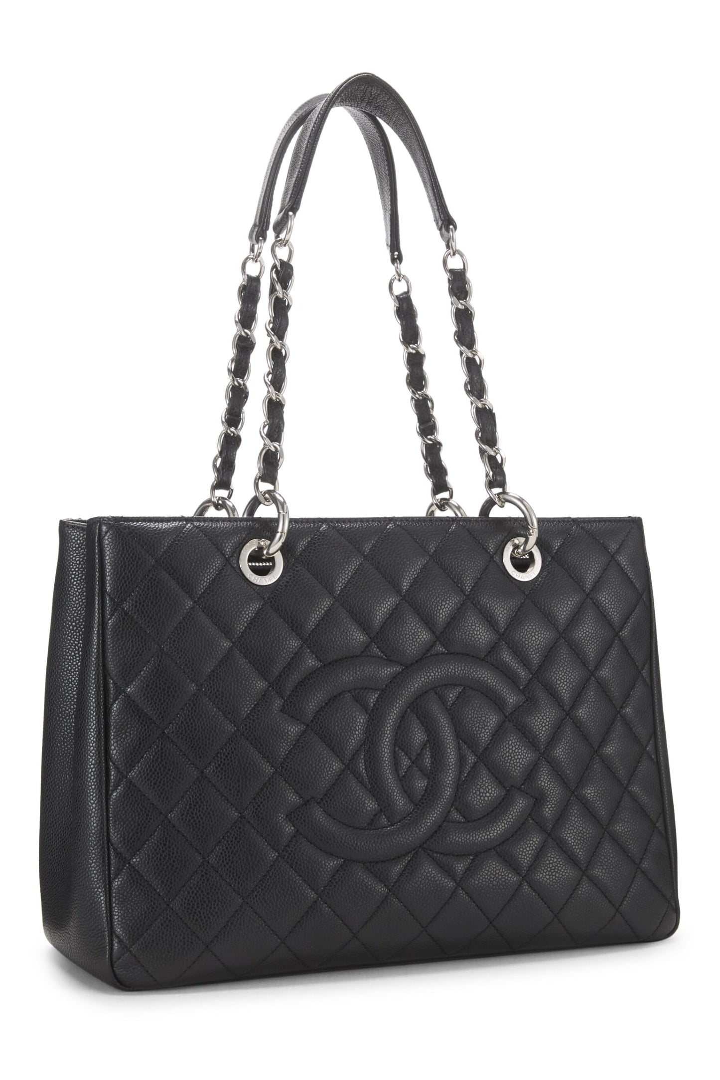 Chanel,  Black Quilted Caviar Grand Shopping Tote (GST), Black