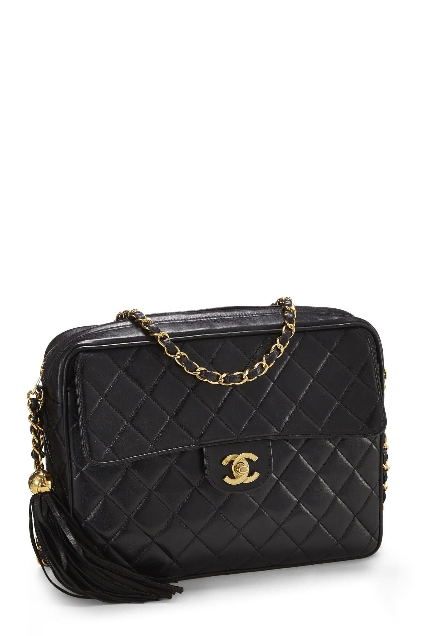 Chanel,  Black Quilted Lambskin Pocket Camera Bag Large, Black