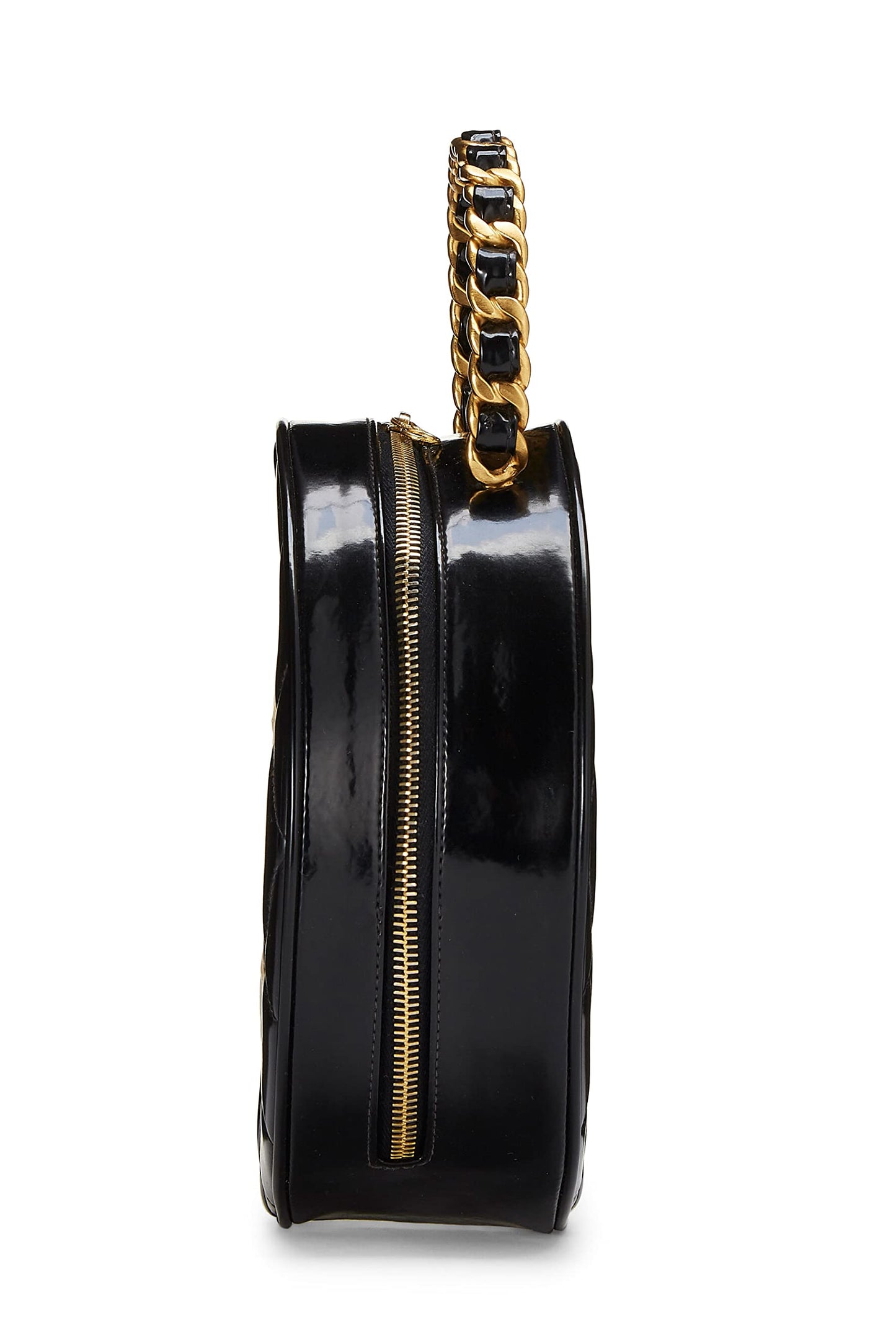 Chanel,  Black Quilted Patent Leather Round 'CC' Bag, Black