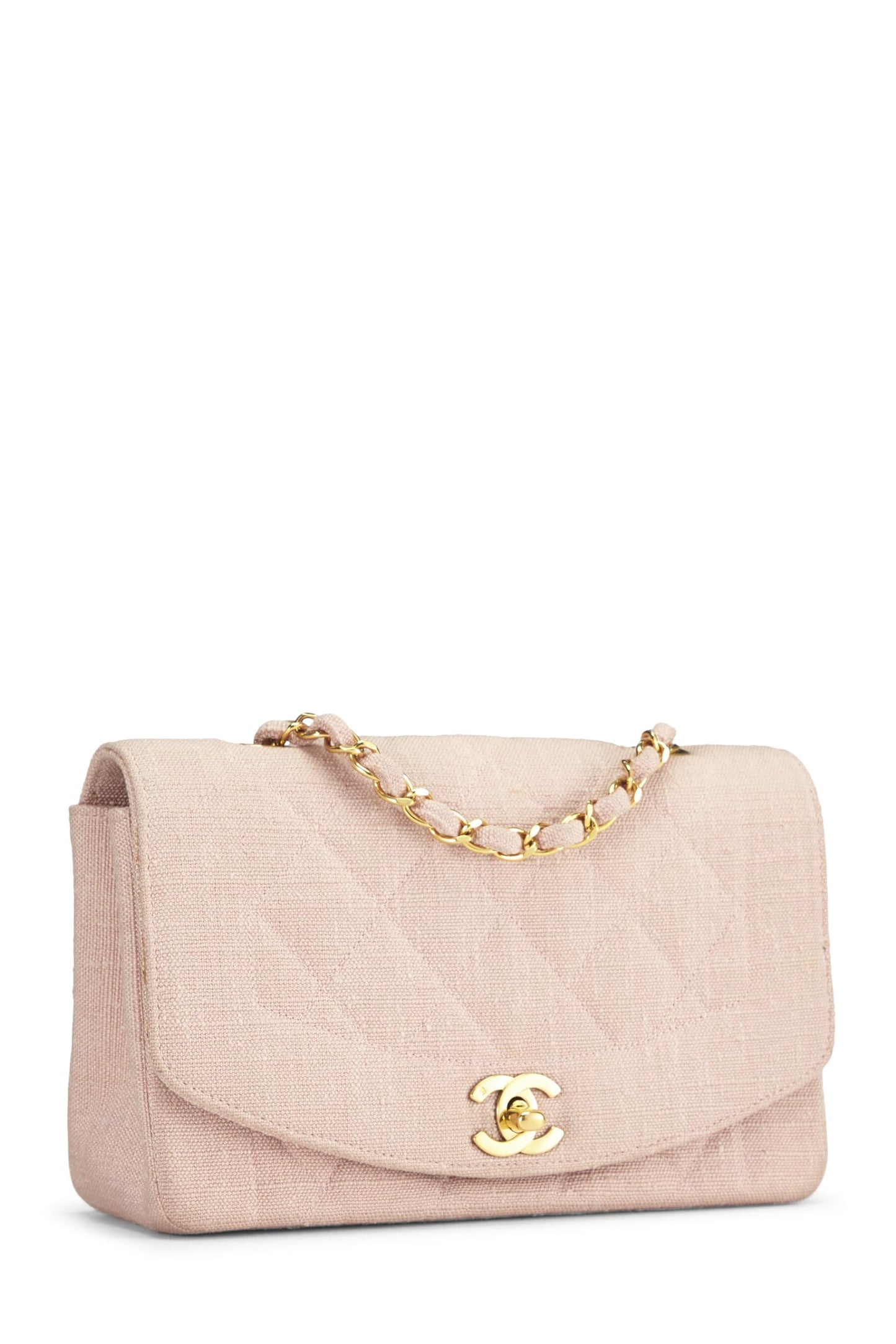 Chanel,  Pink Linen Diana Flap Small, Pink