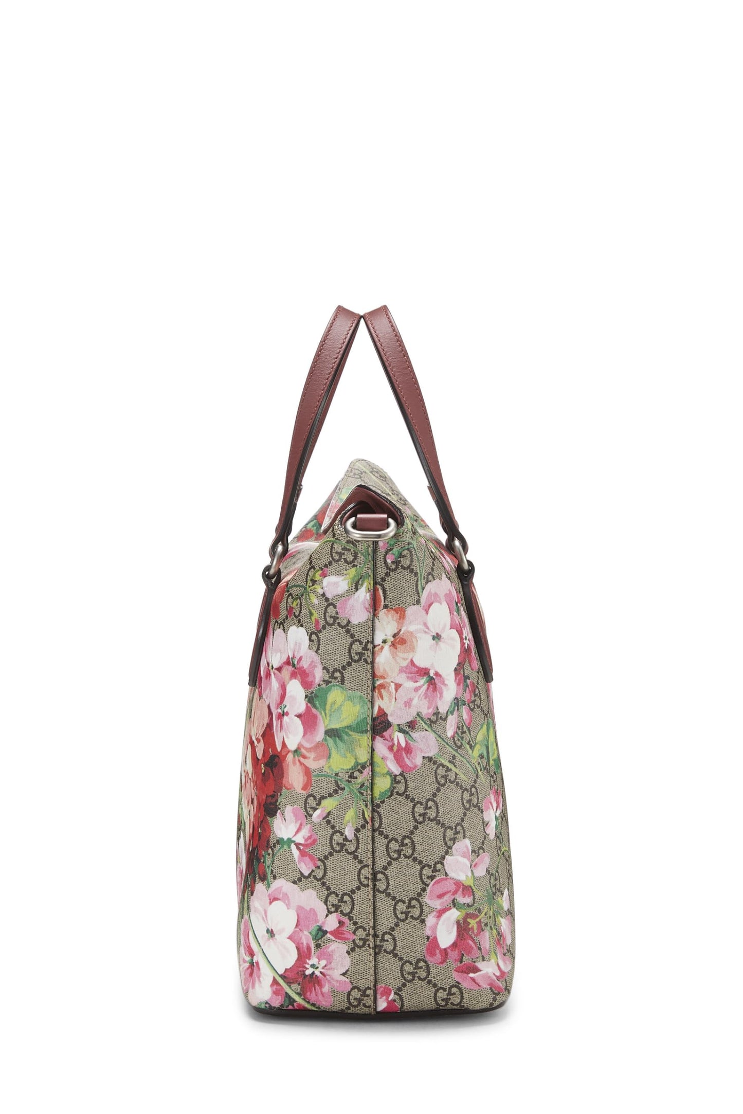 Gucci,  Pink GG Blooms Supreme Canvas Fold Over Bag, Pink