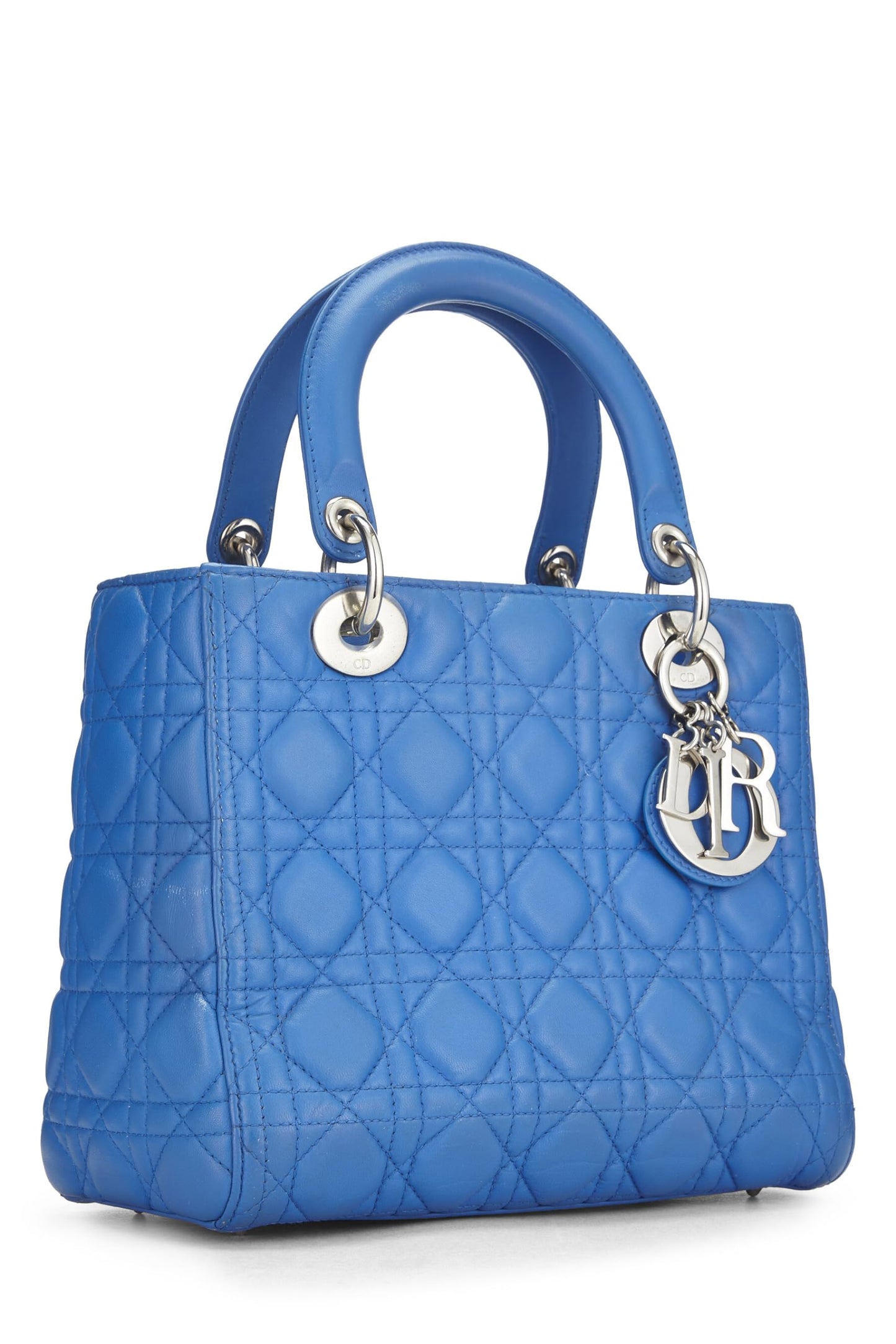 Dior,  Blue Cannage Quilted Lambskin Lady Dior Medium, Blue