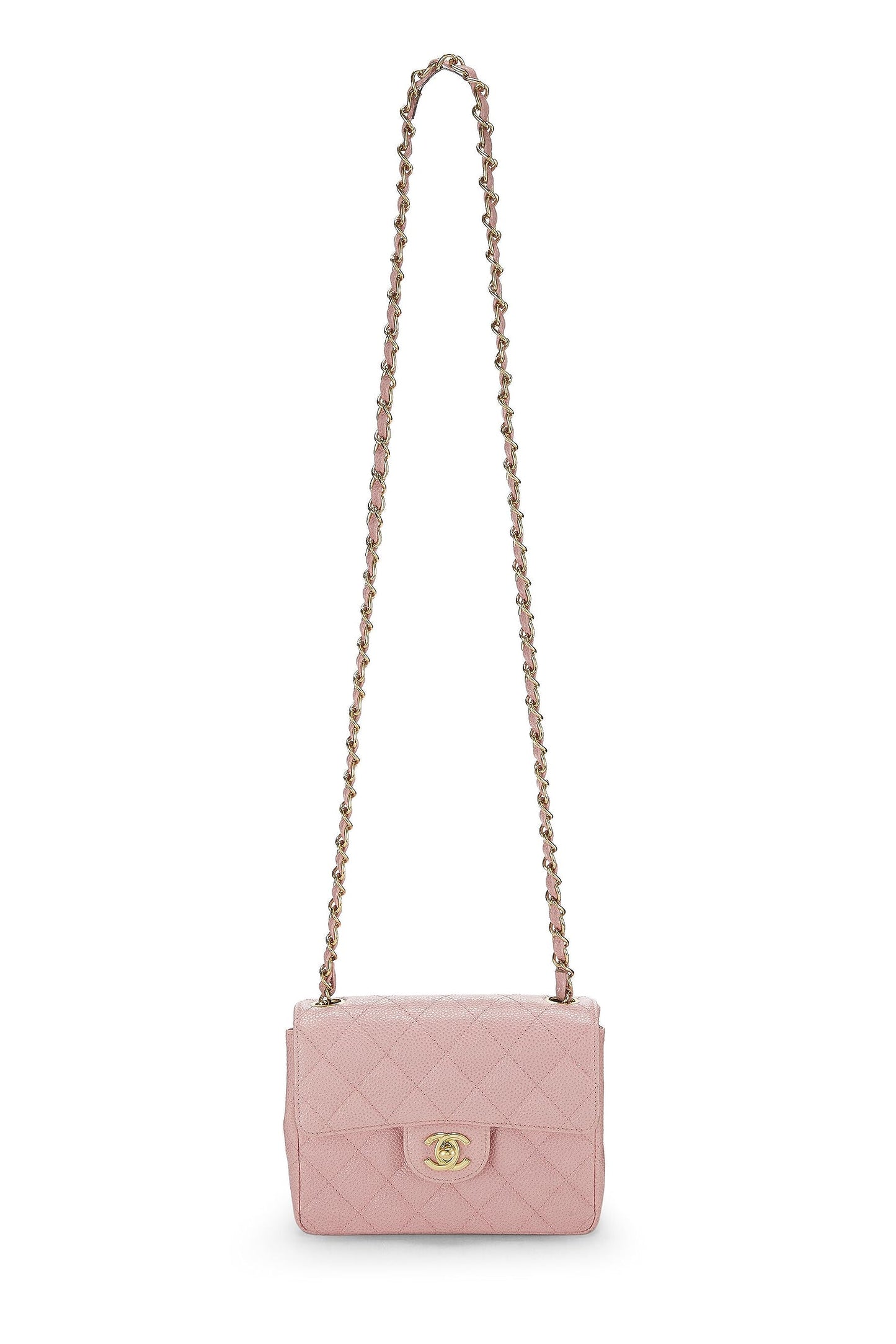 Chanel,  Pink Quilted Caviar Classic Square Flap Mini, Pink