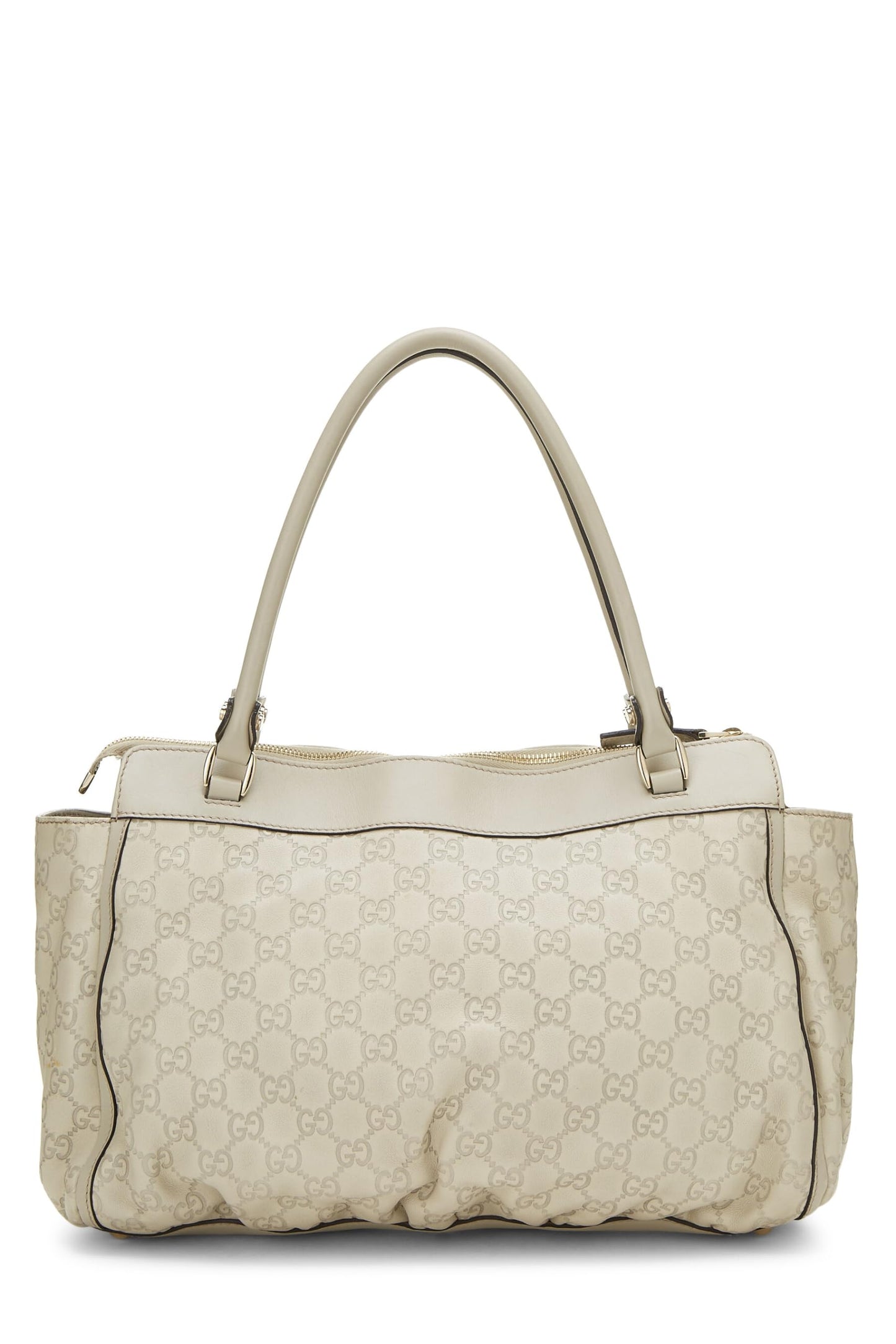 Gucci,  White Guccissima D-Ring Abbey Zip Tote, White