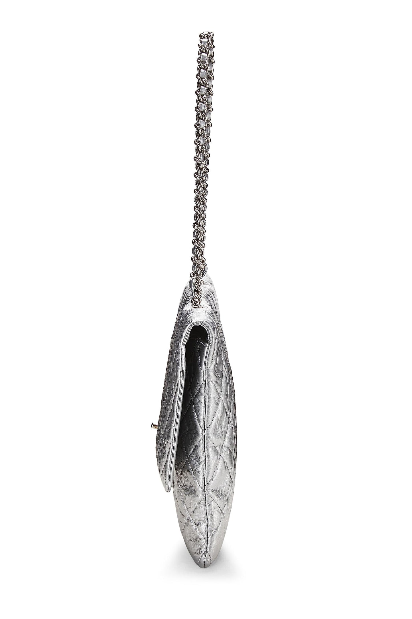 Chanel,  Metallic Silver Quilted Calfskin Big Bang Flap Large, Silver