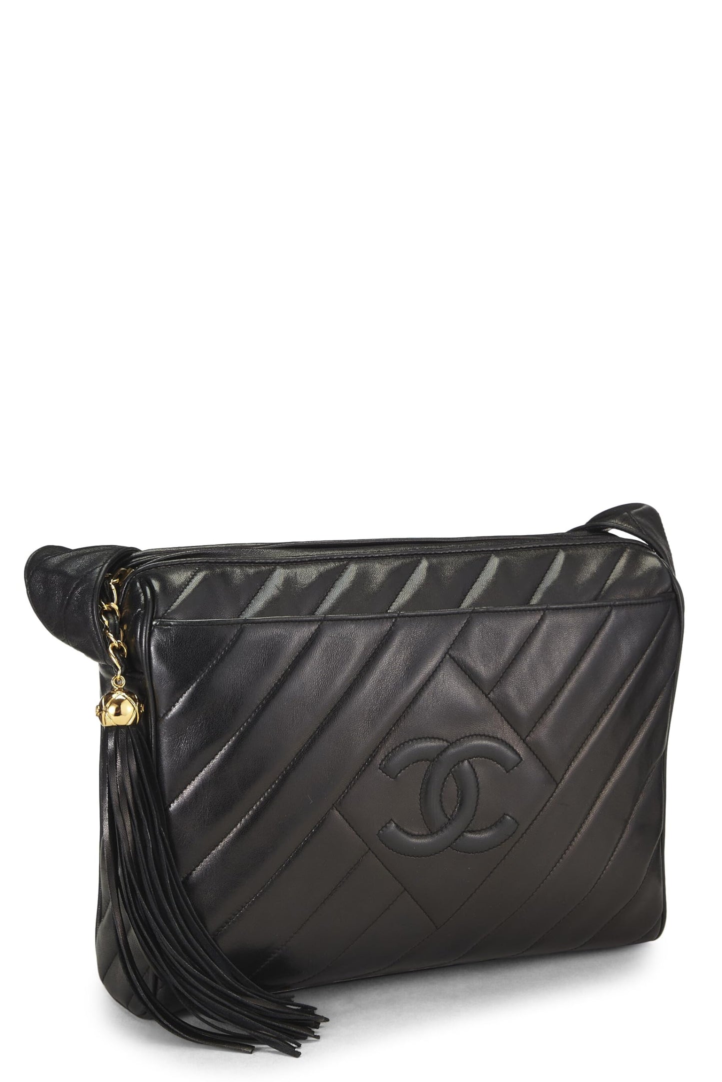 Chanel,  Black Lambskin Diamond 'CC' Camera Bag Large, Black