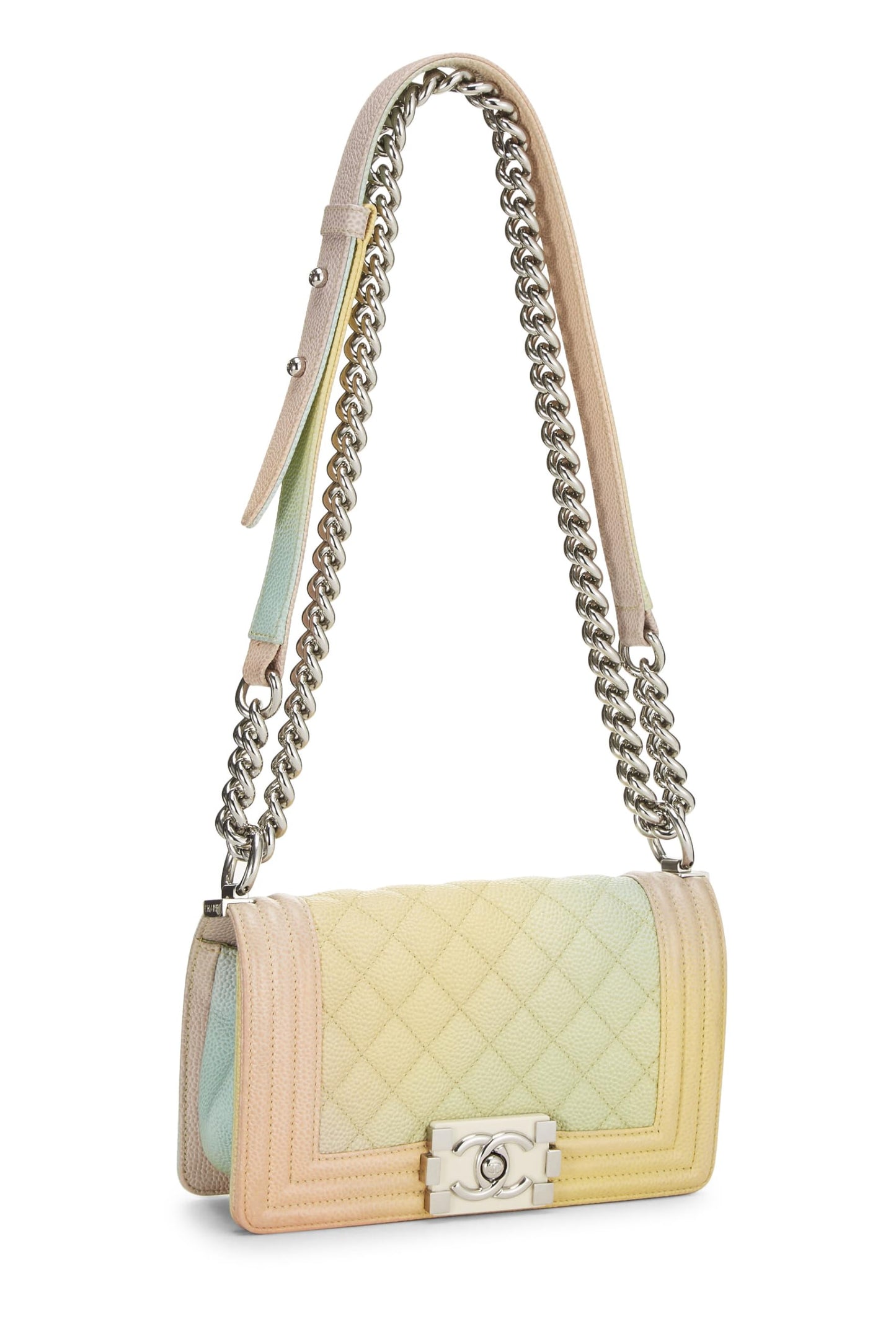 Chanel,  Rainbow Quilted Caviar Boy Bag Small, Multi
