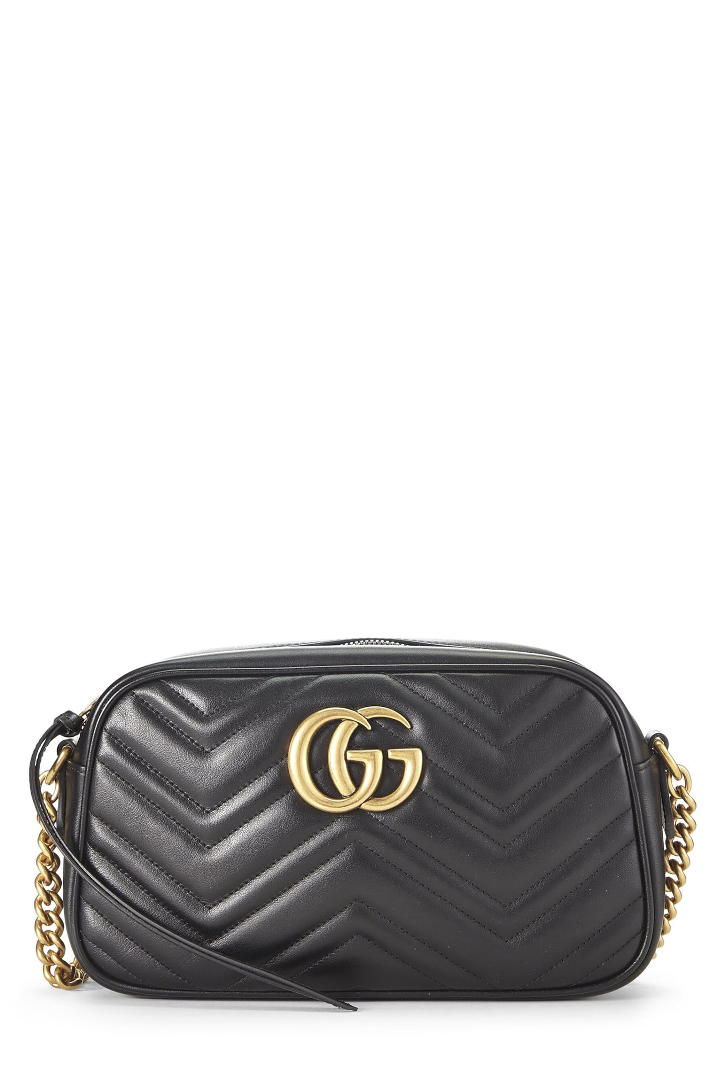 Gucci,  Black Leather GG Marmont Crossbody Small, Black