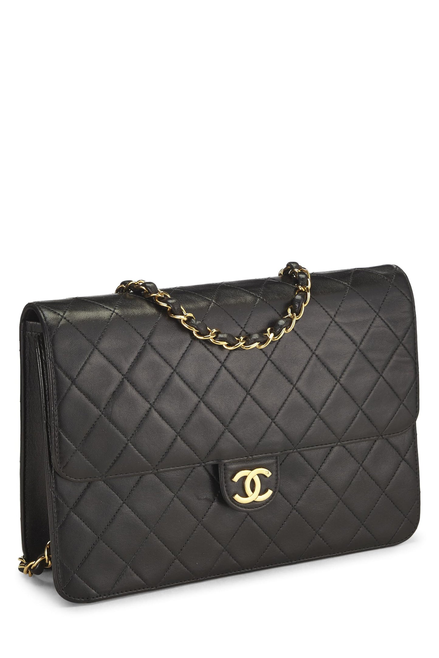 Chanel,  Black Quilted Lambskin Ex Flap Medium, Black