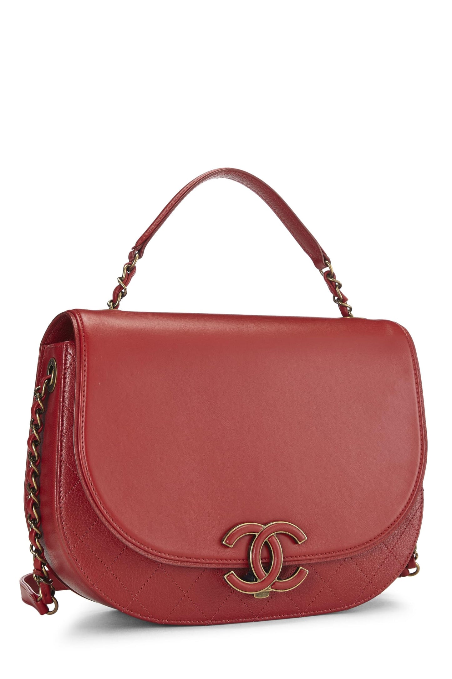 Chanel,  Red Calfskin Coco Curve Flap Medium, Red