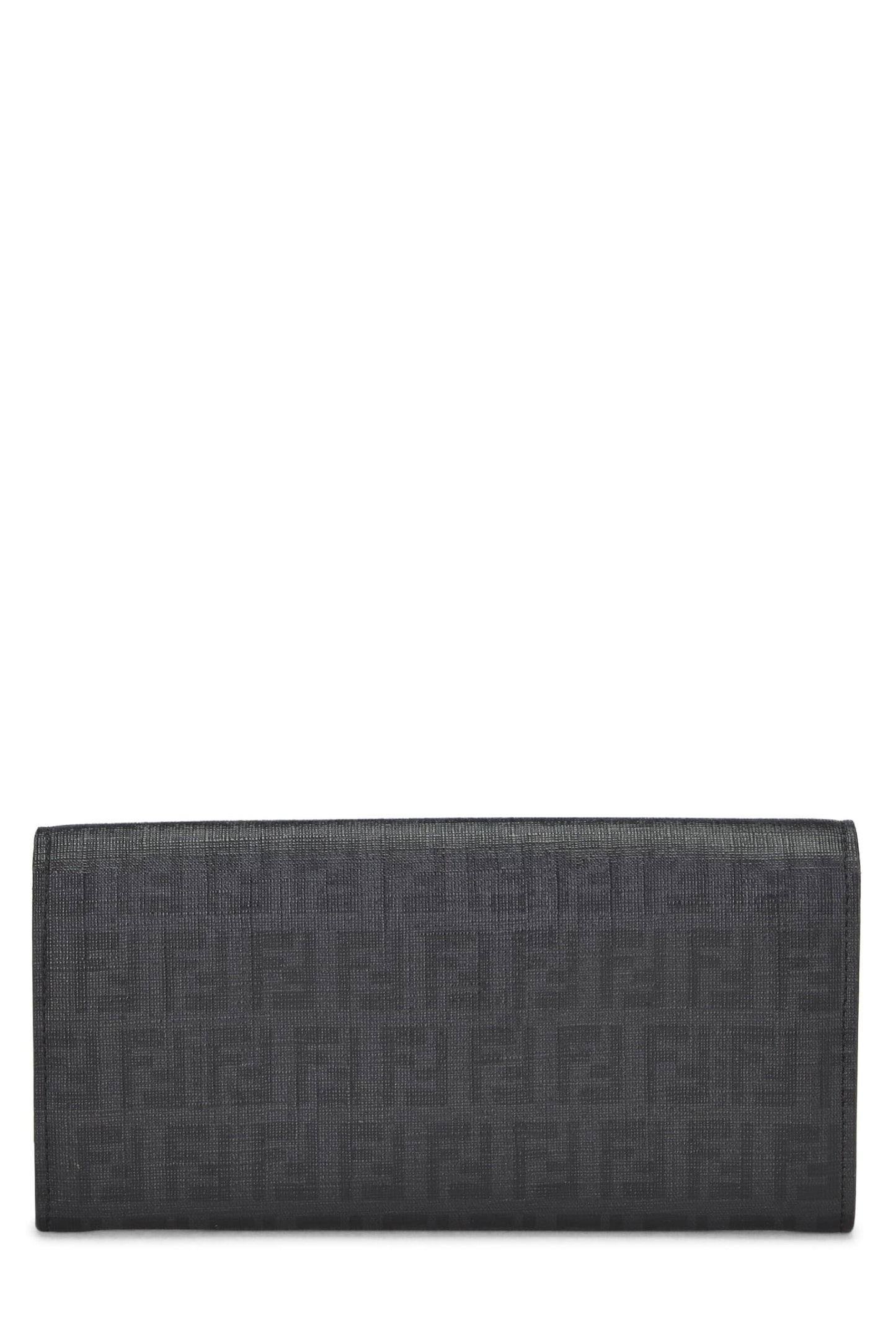 Fendi,  Black Zucchino Coated Canvas Continental Wallet, Black
