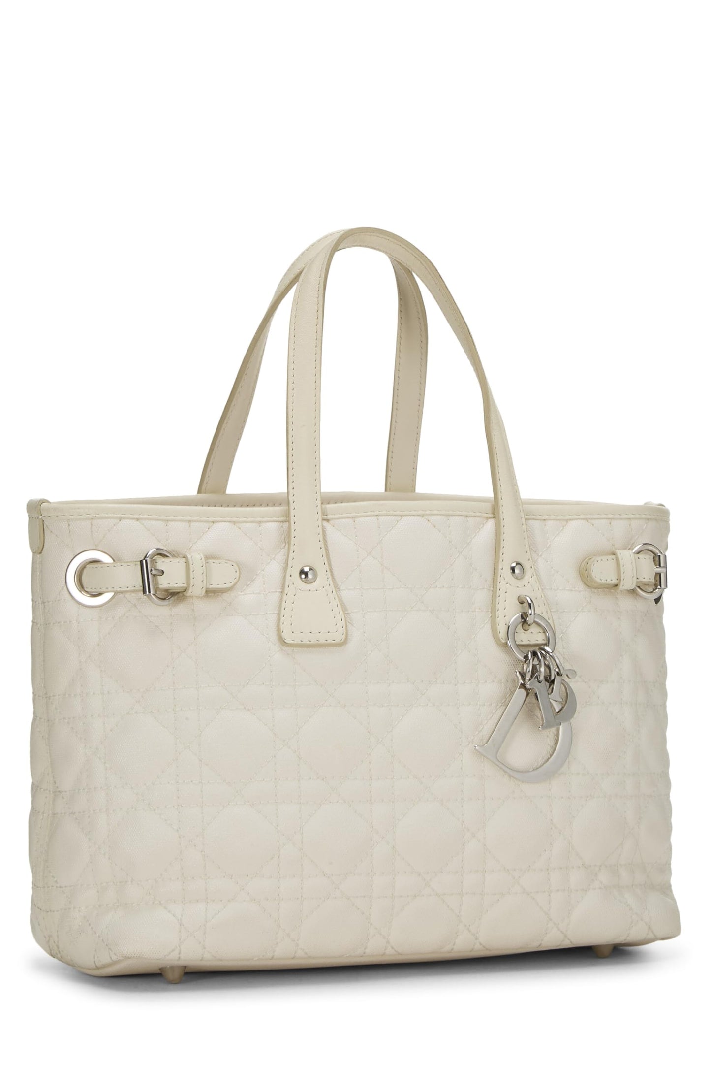 Dior,  White Cannage Coated Canvas Panarea Tote Small, White