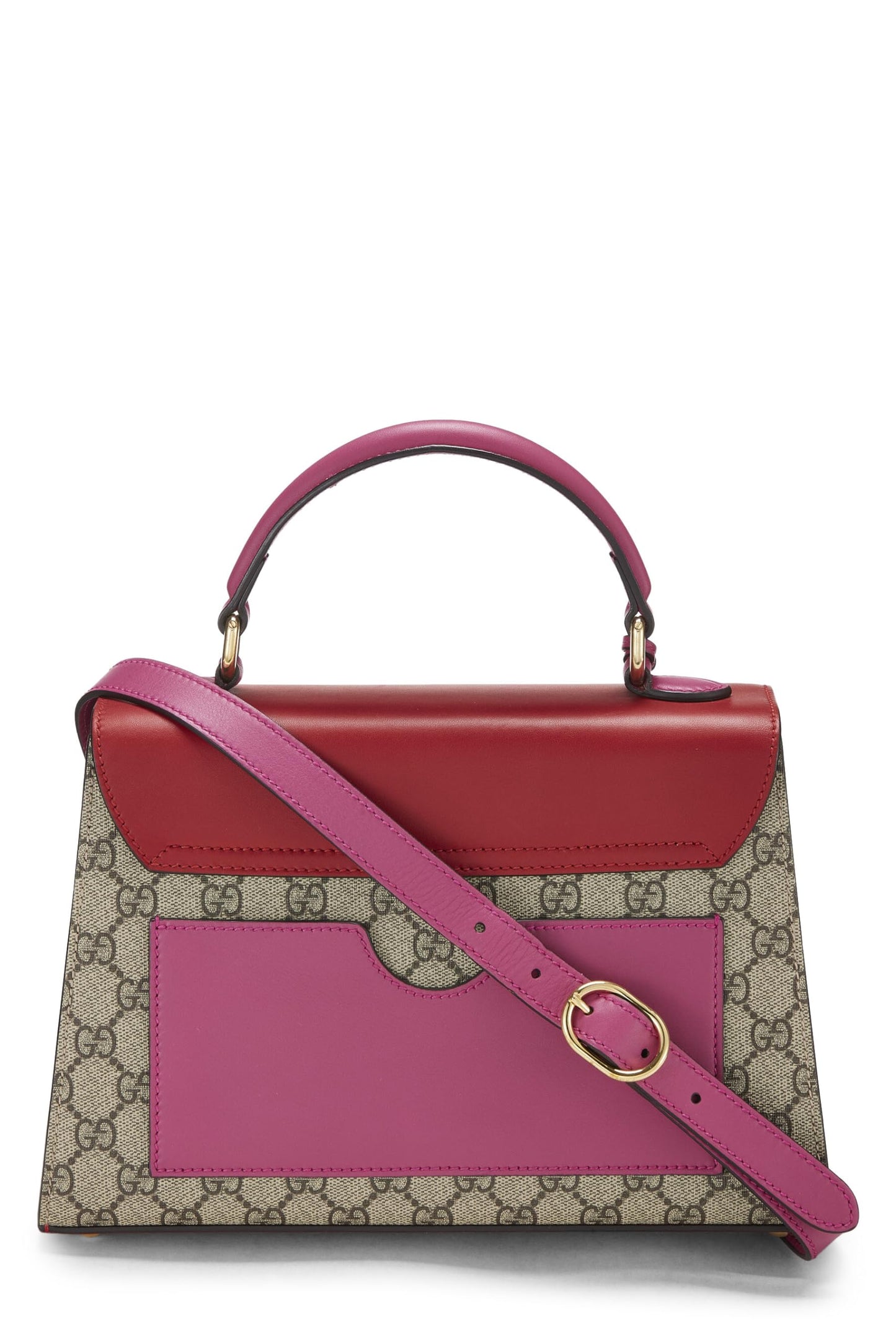 Gucci,  Red Original GG Supreme Canvas Padlock Top Handle Bag, Multi
