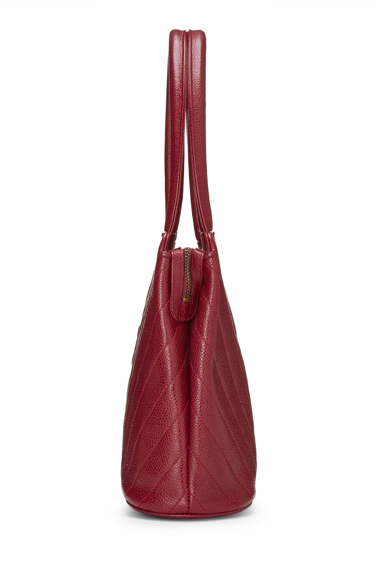 Chanel,  Red Quilted Caviar Handbag, Burgundy