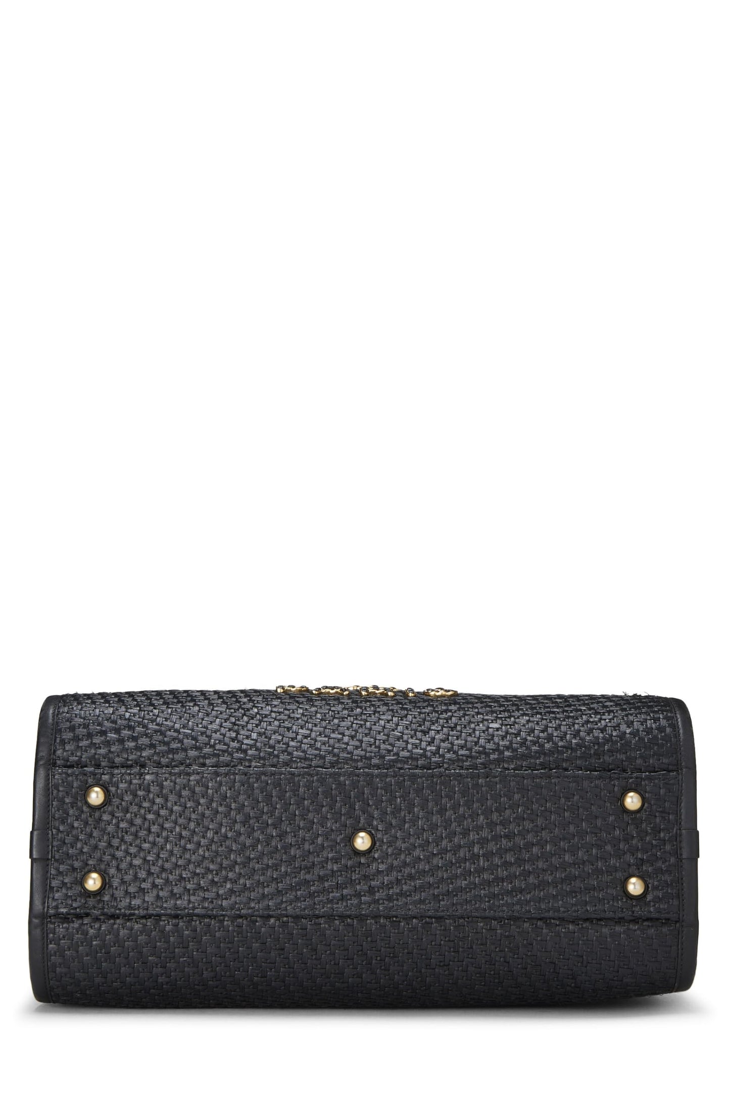 Chanel,  Black & Natural Woven Raffia Deauville Tote Medium, Black