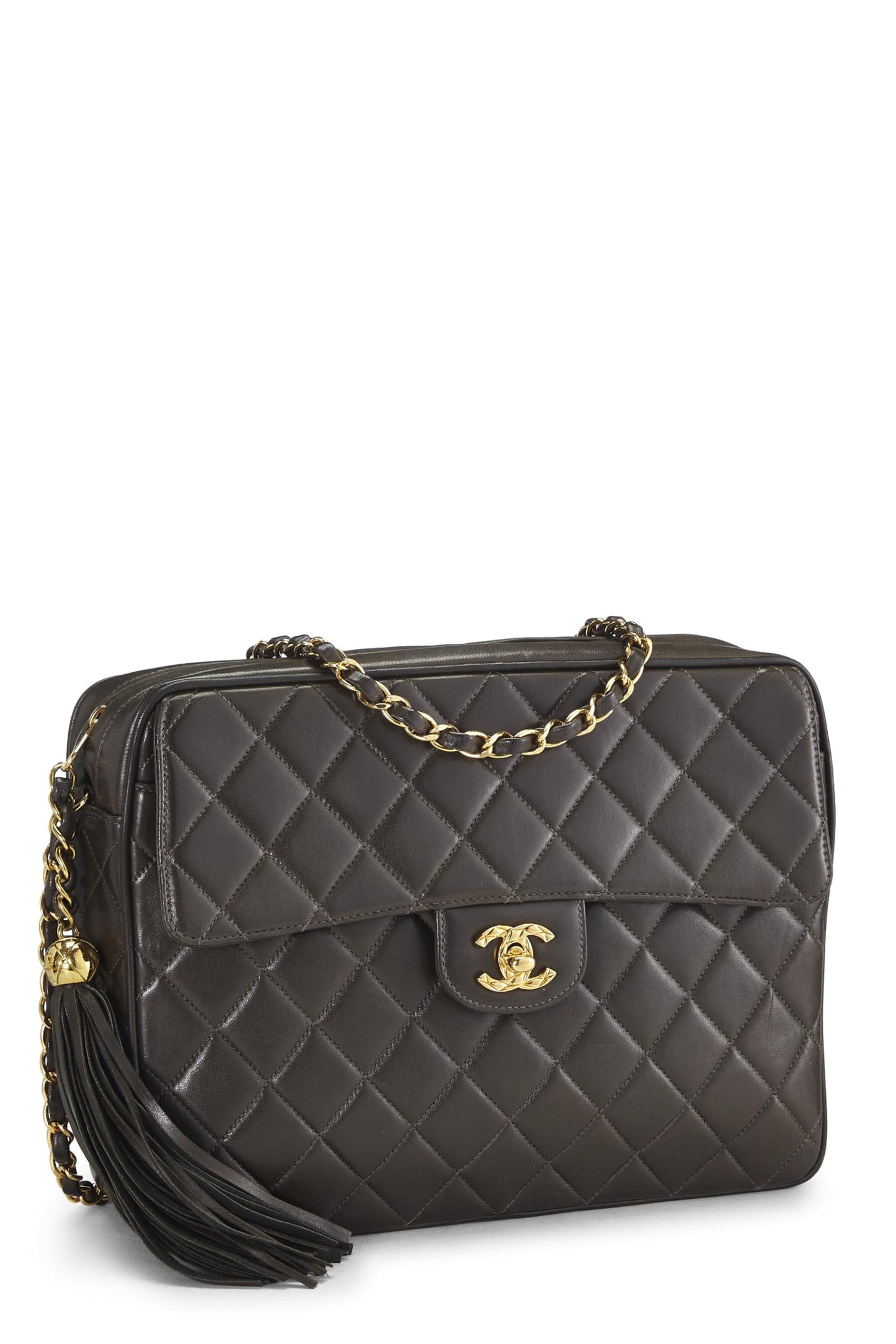 Chanel,  Green Quilted Lambskin Pocket Camera Bag Large, Green