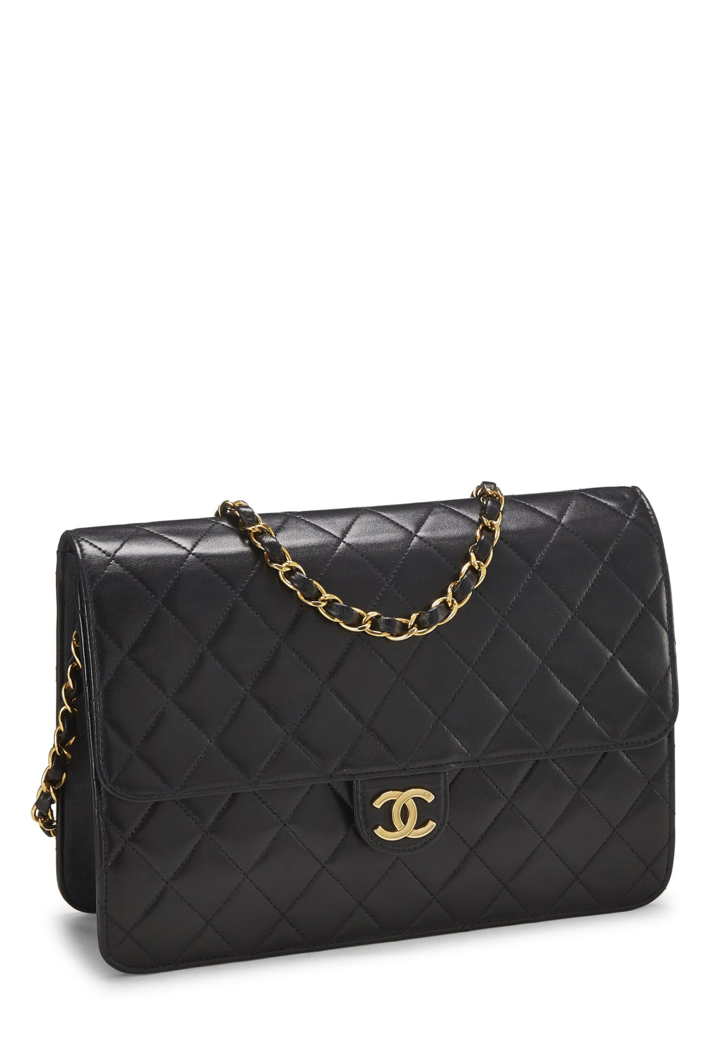 Chanel,  Black Quilted Lambskin Ex Flap Medium, Black