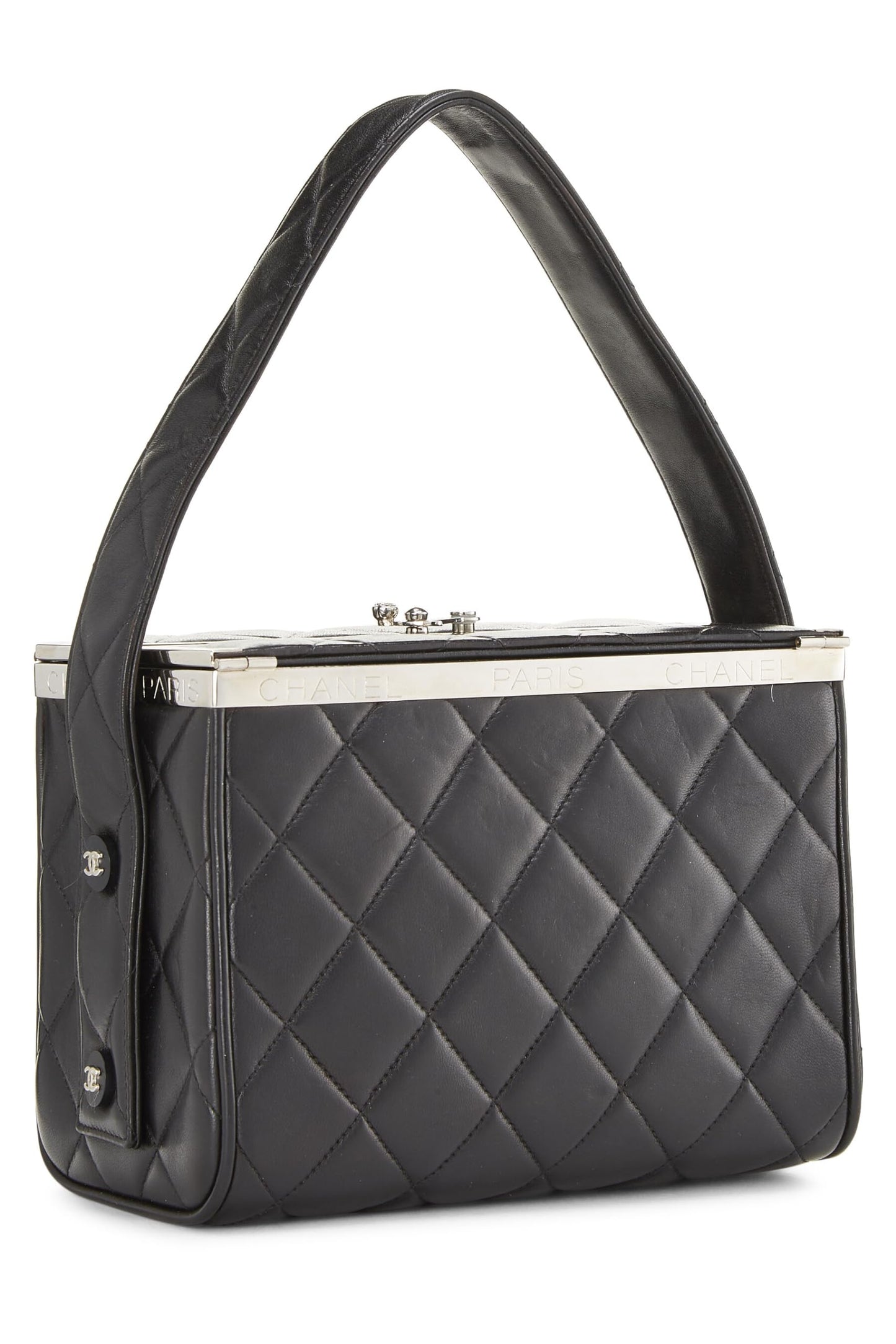 Chanel,  Black Quilted Lambskin Box Bag, Black