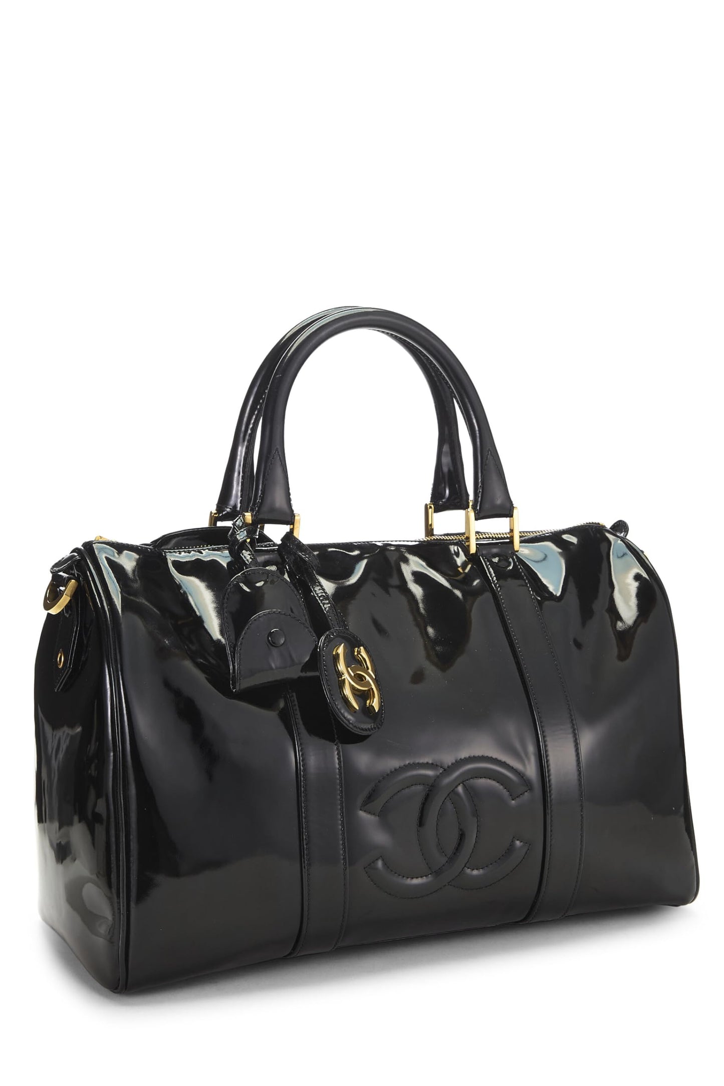 Chanel,  Black Patent Leather Boston, Black