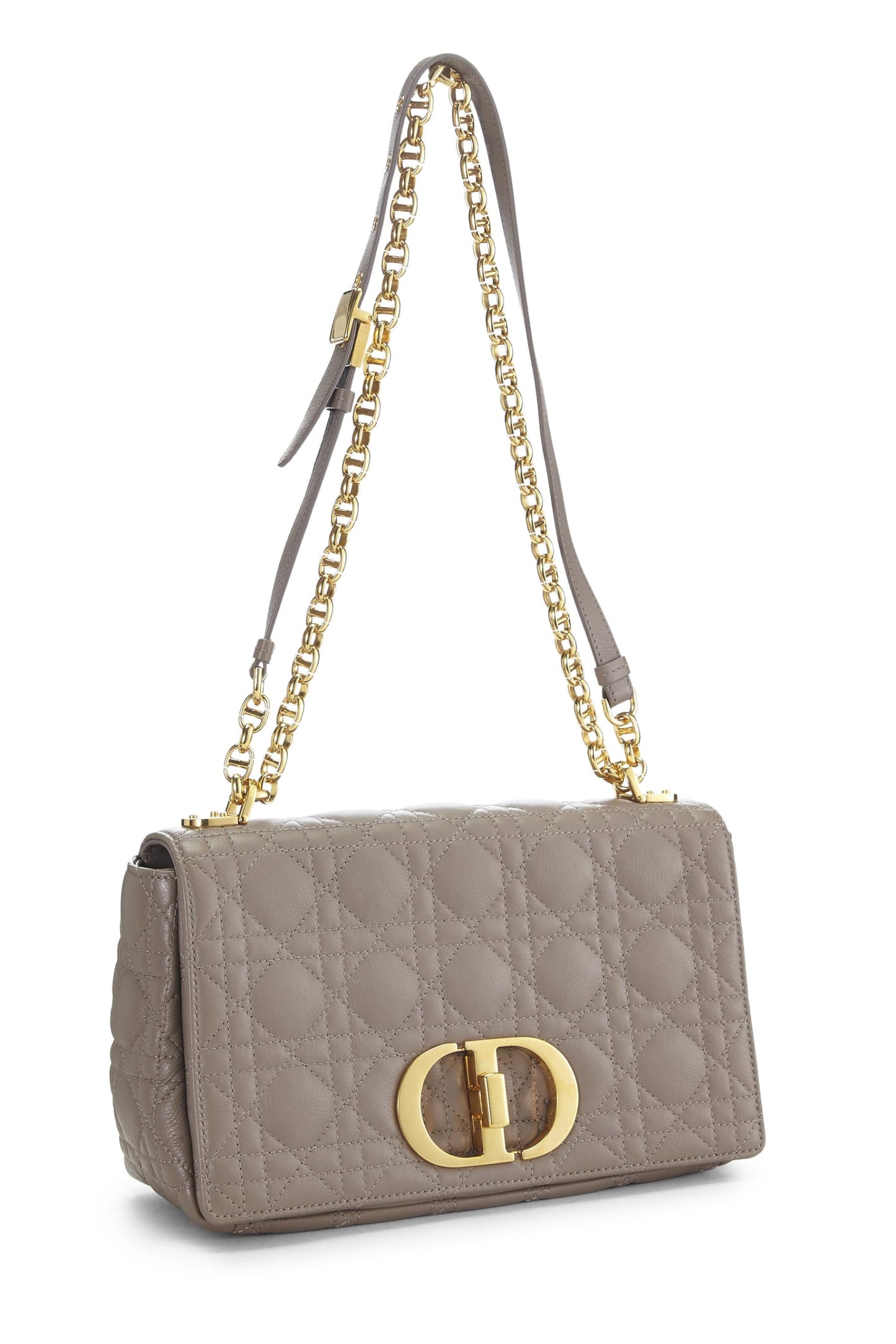 Dior,  Beige Cannage Calfskin Caro Bag Medium, Grey