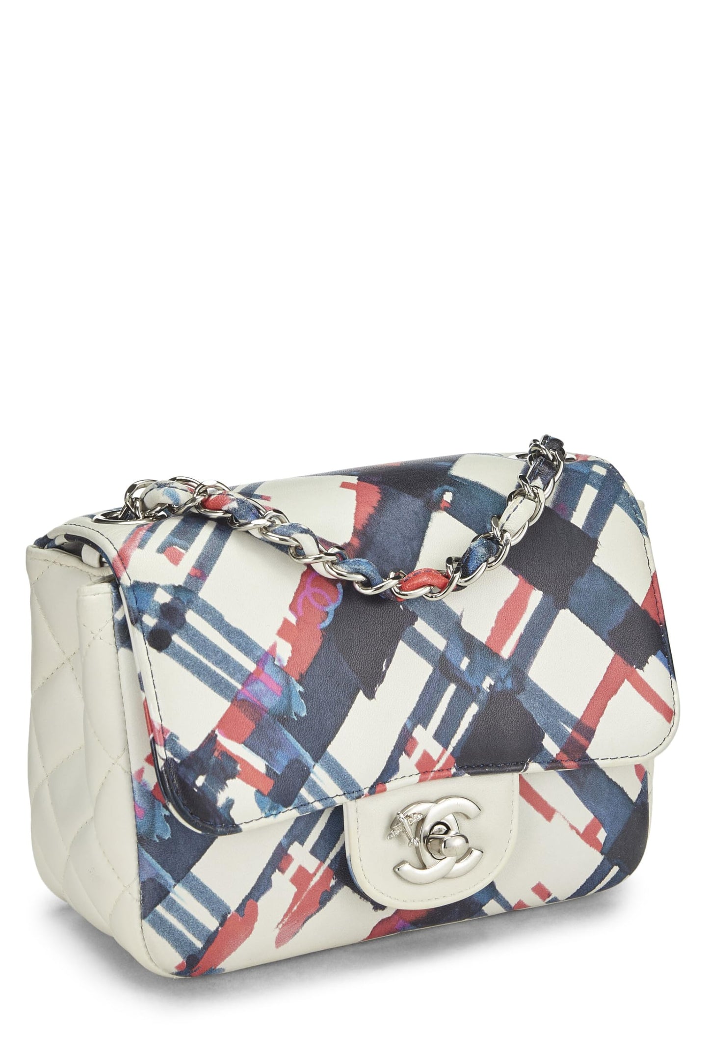 Chanel,  Blue & Red Calfskin Airline Square Flap Mini, Multi