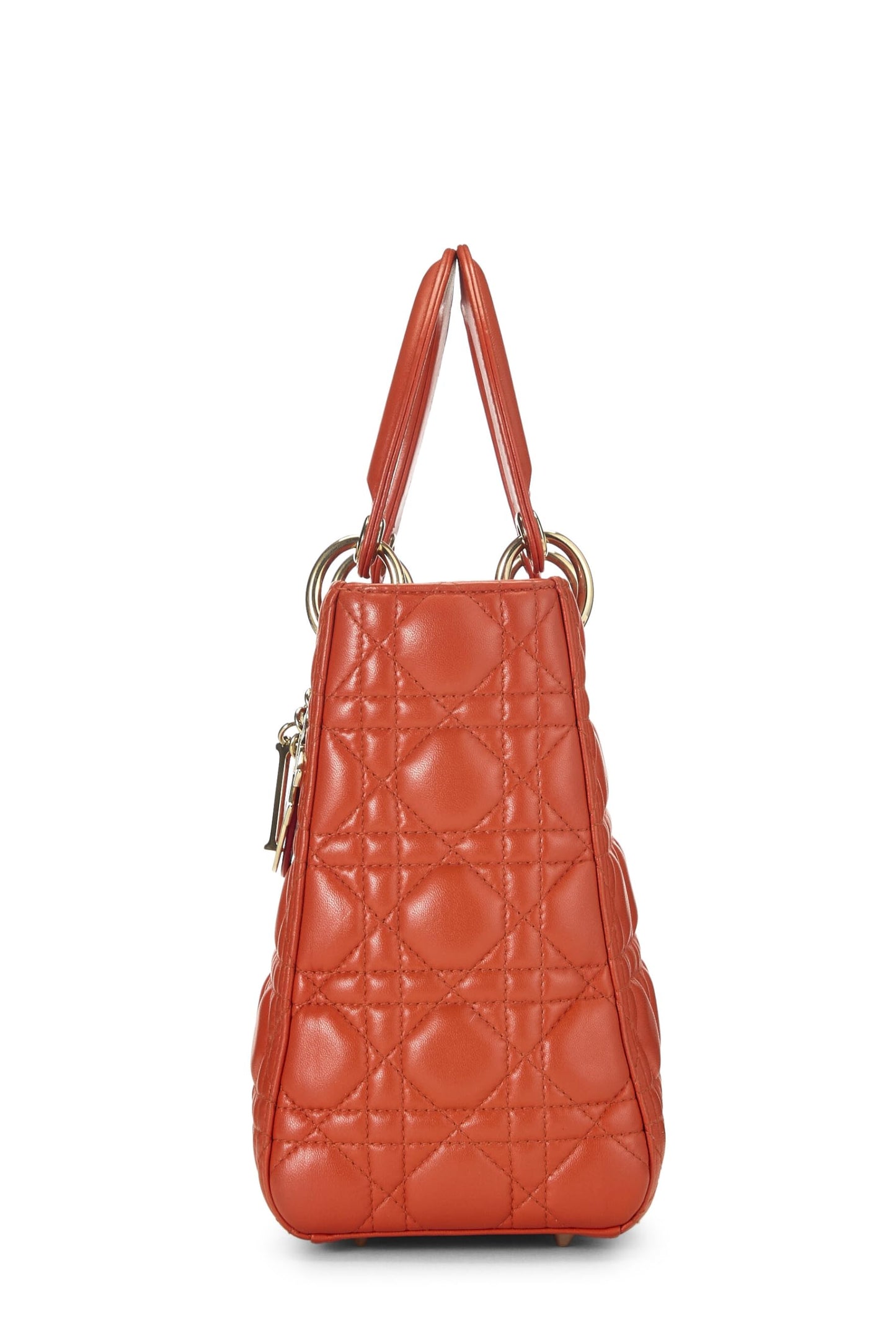 Dior,  Orange Cannage Quilted Lambskin Lady Dior Medium, Orange