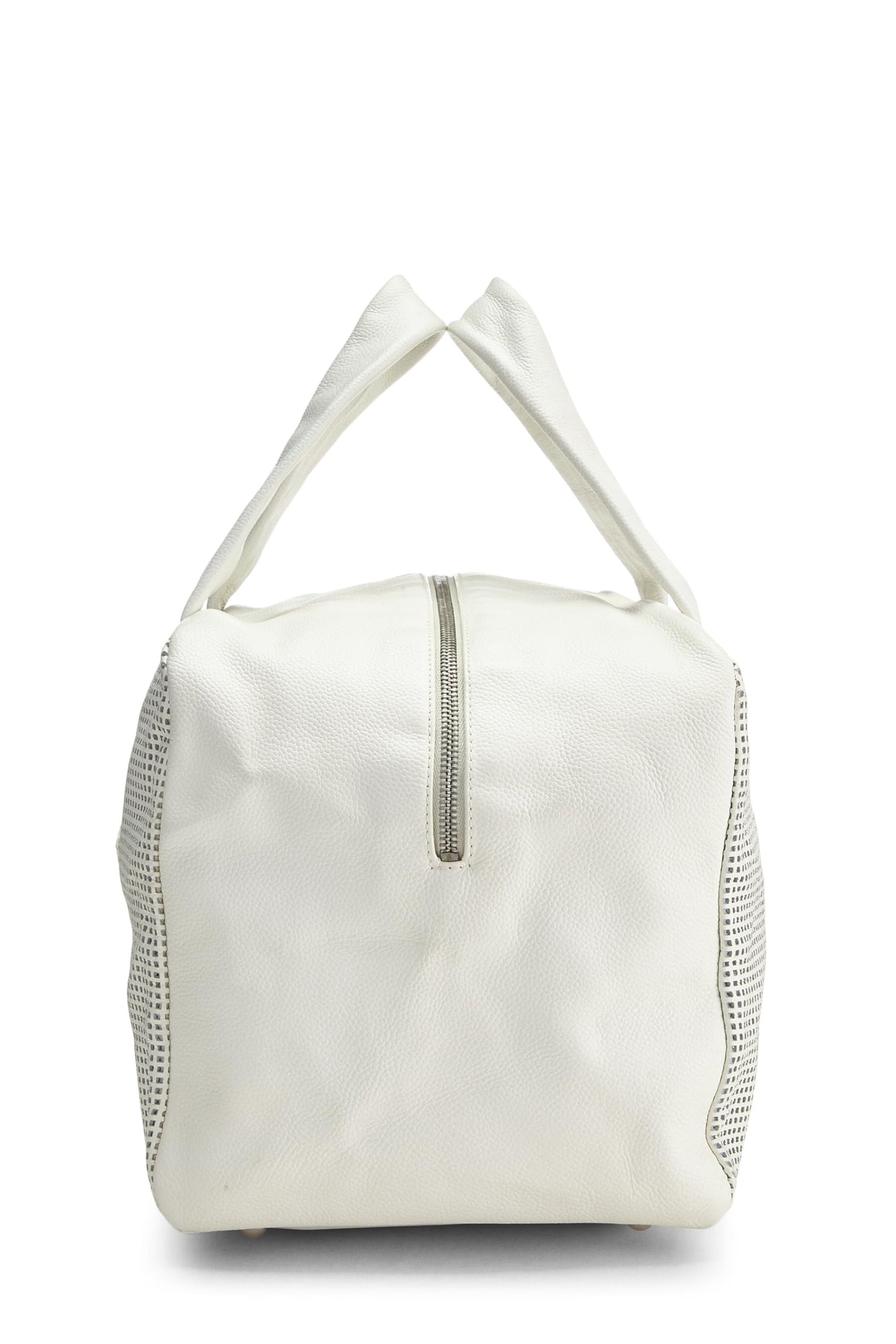 Chanel,  White Perforated Leather Bowler Small, White