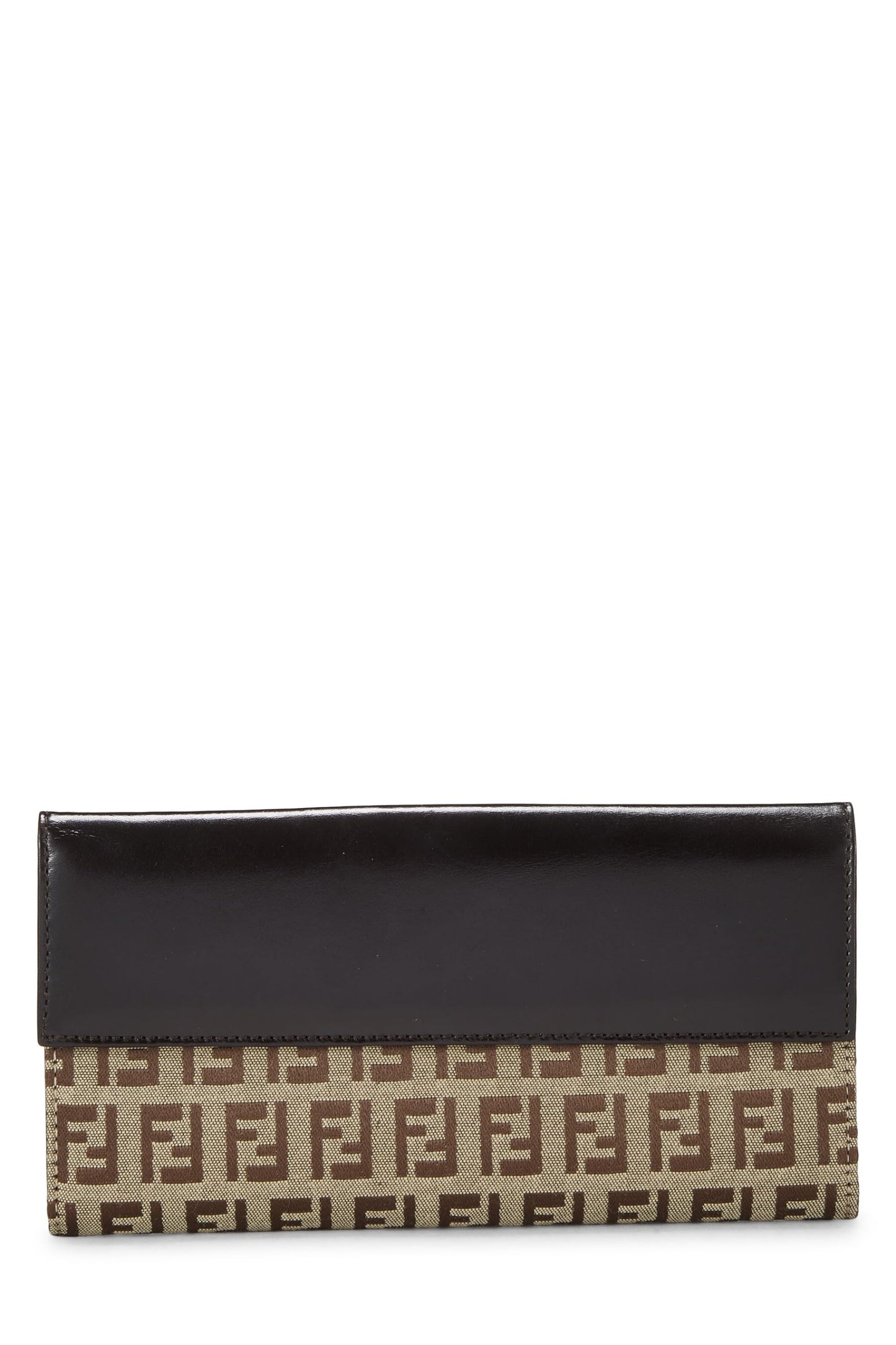 Fendi,  Brown Zucchino Canvas Long Wallet, Brown