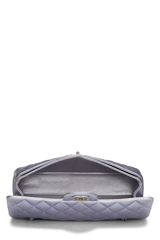 Chanel,  Metallic Purple Quilted Lambskin Classic Double Flap Medium, Purple
