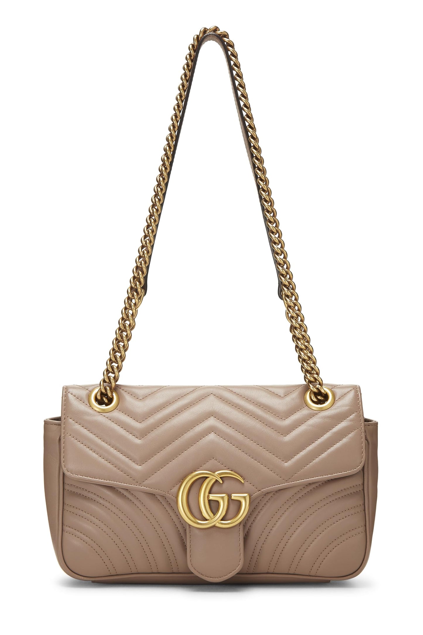 Gucci,  Pink Leather GG Marmont Shoulder Bag Small, Pink