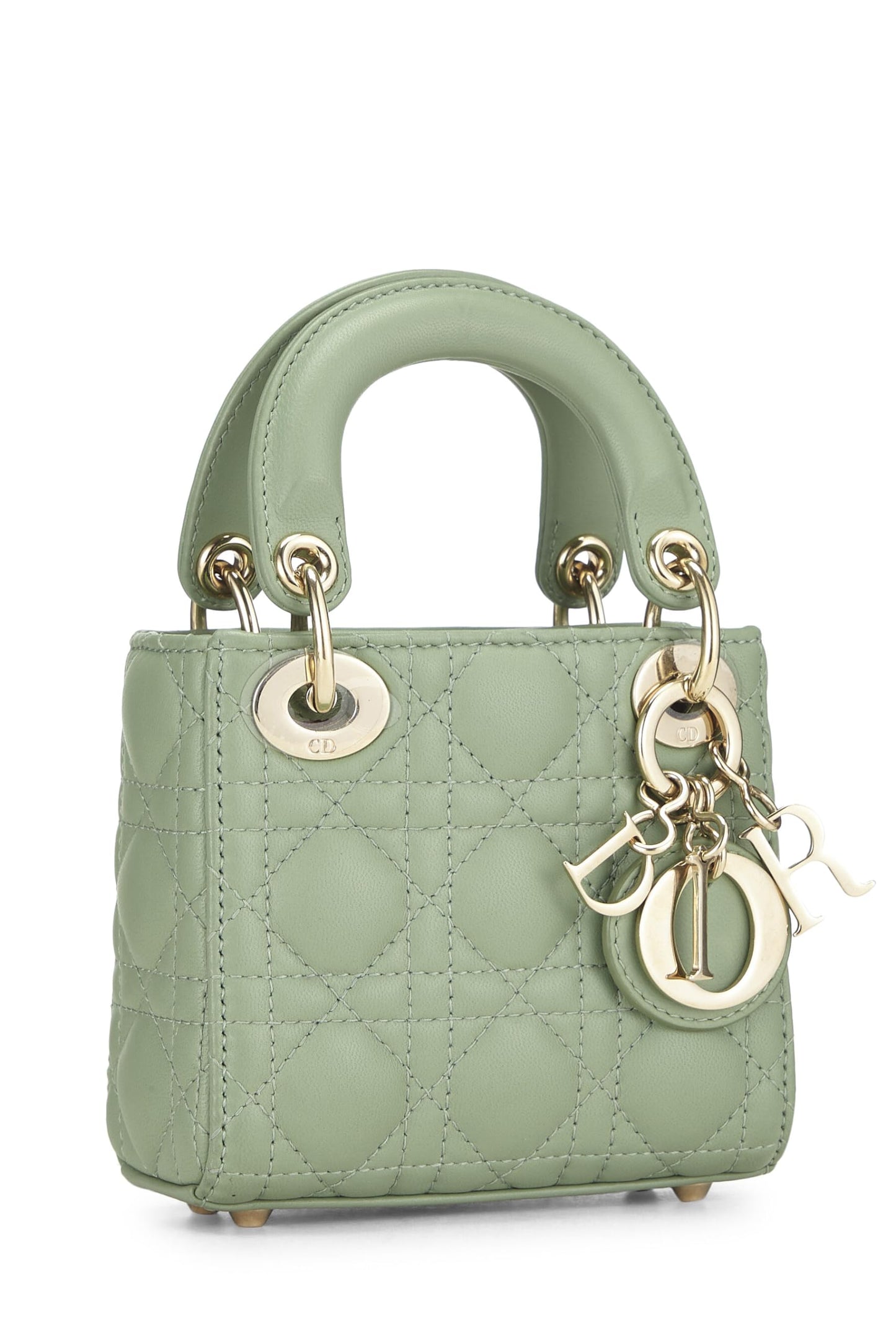 Dior,  Green Lambskin Leather Lady Dior Micro, Green