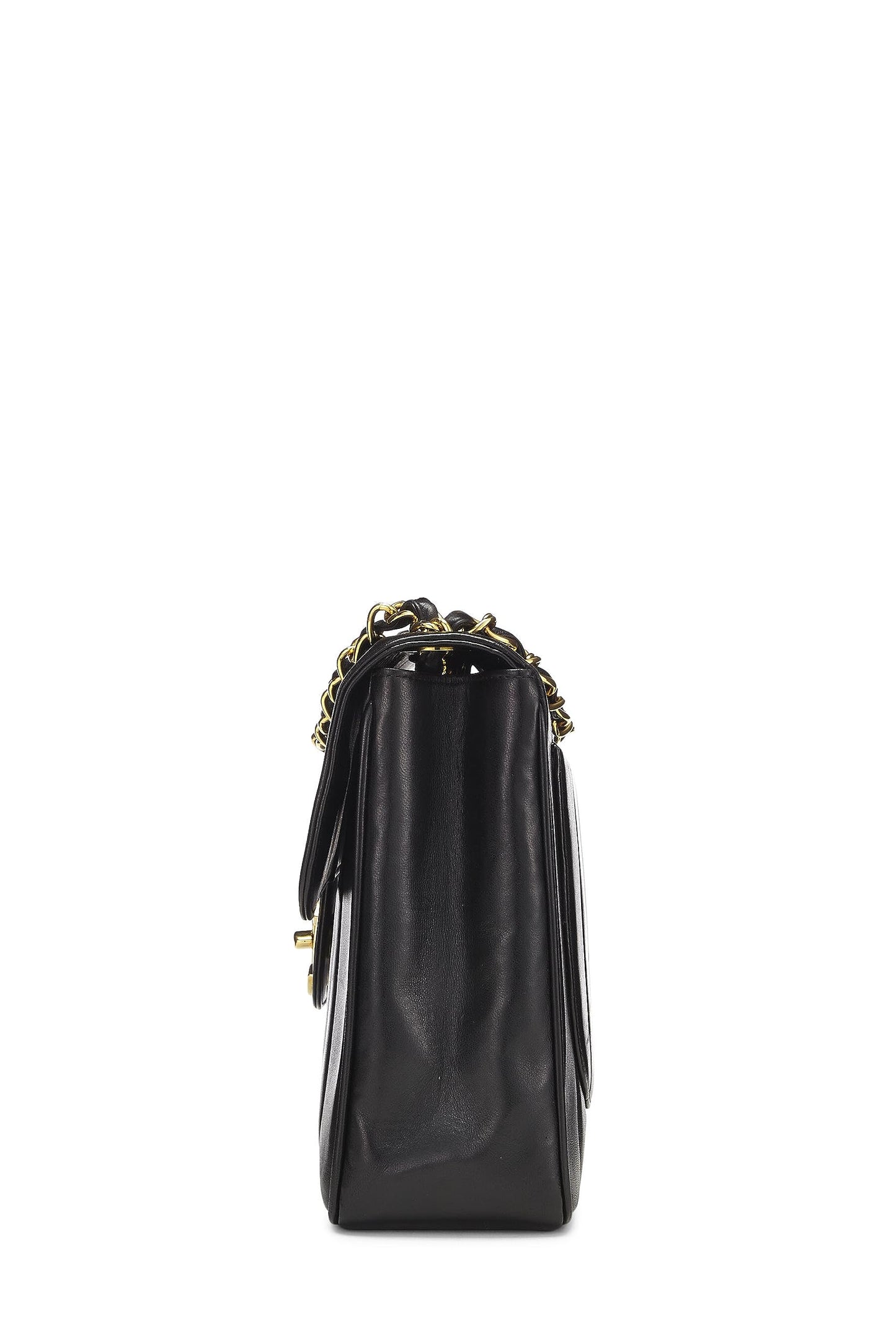 Chanel,  Black Vertical Lambskin Flap Jumbo, Black