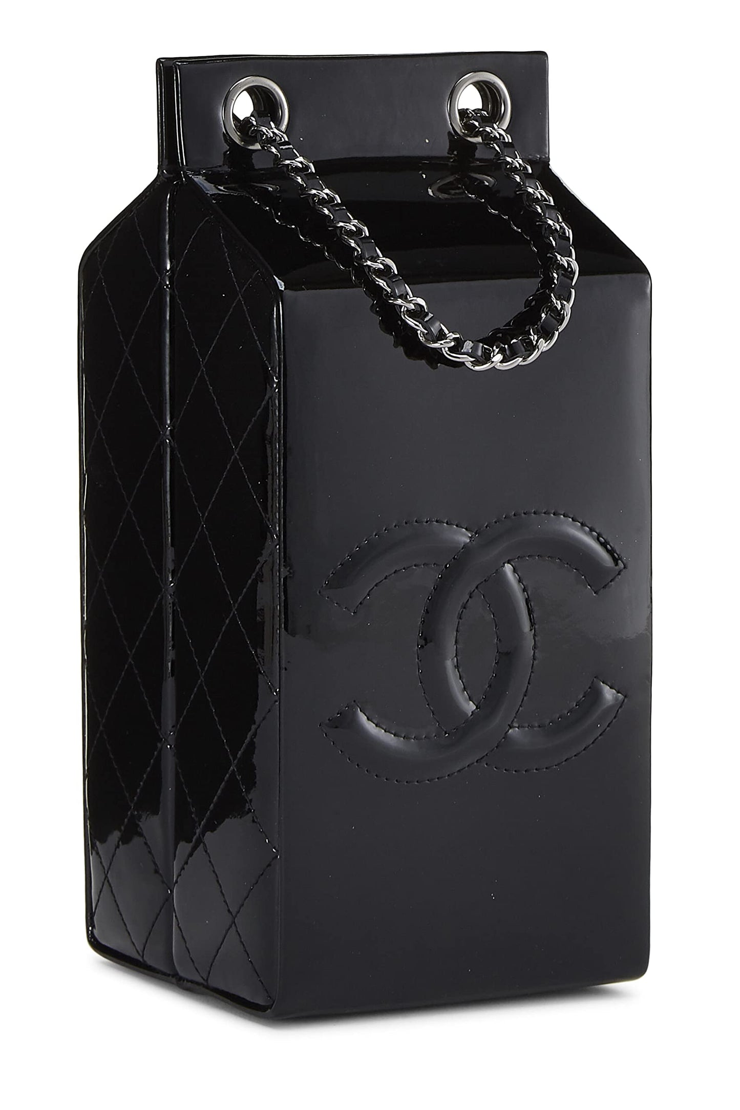 Chanel,  Black Patent Leather Milk Carton Bag, Black