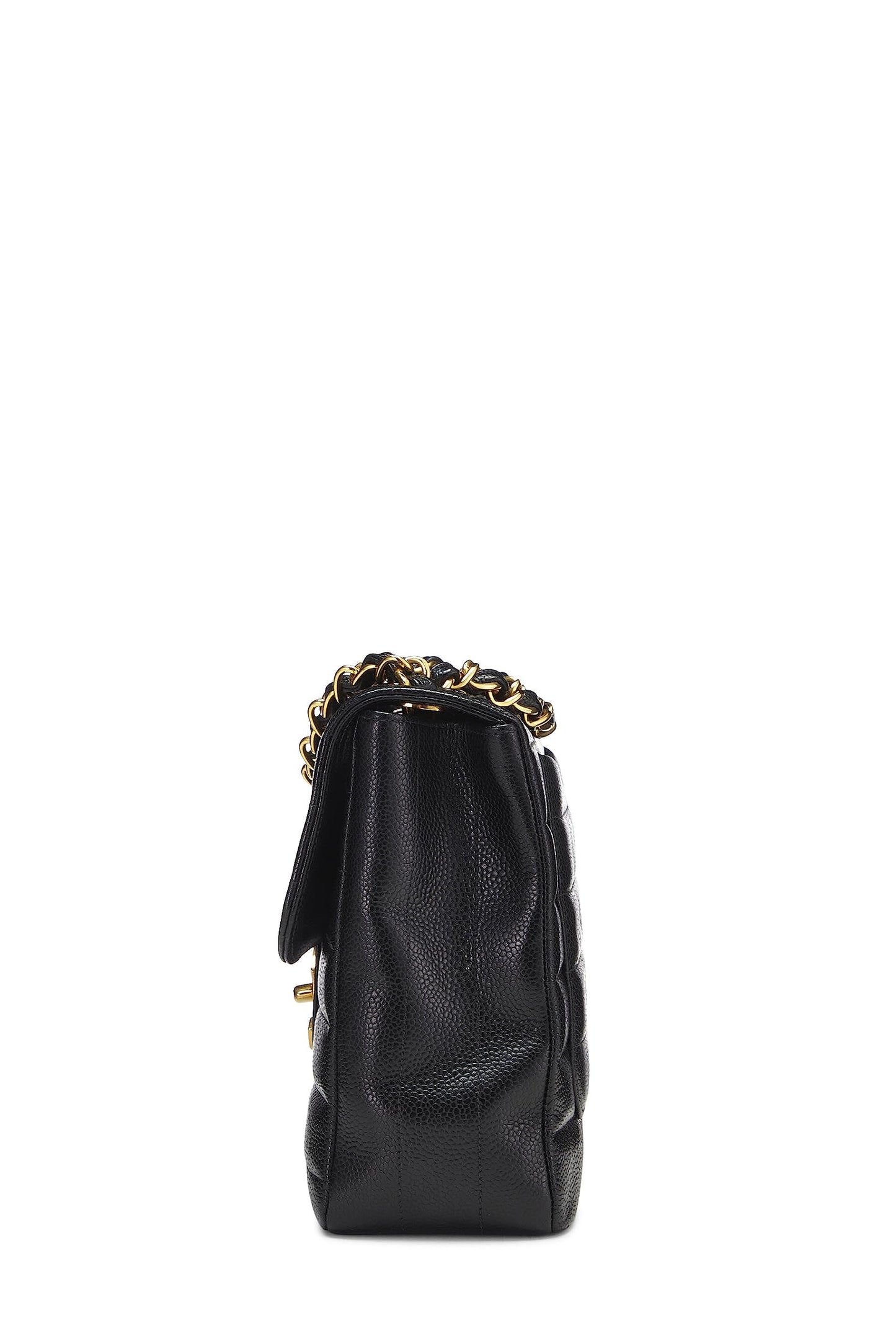 Chanel,  Black Horizontal Caviar Half Flap Jumbo, Black
