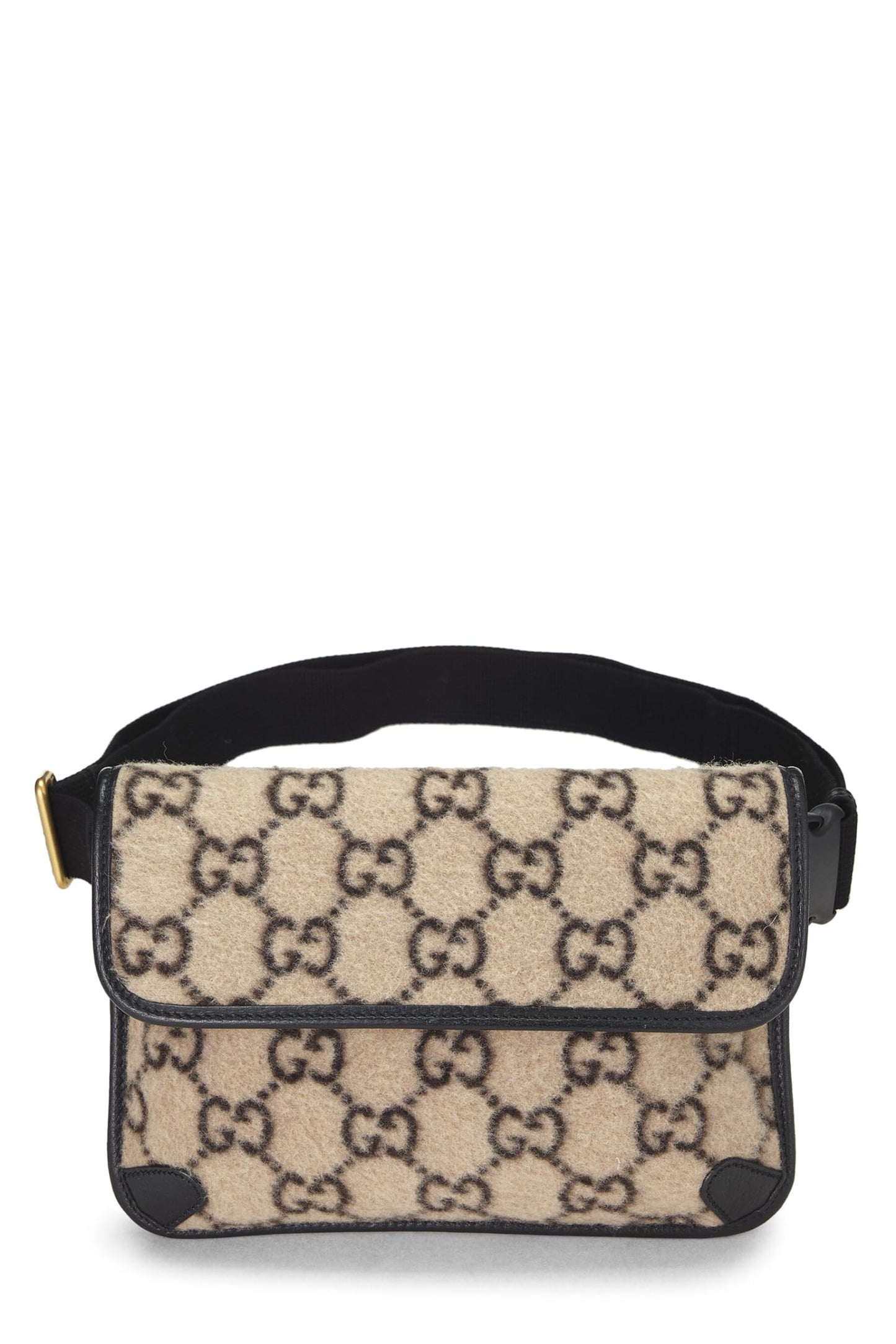 Gucci,  Beige & Black Original GG Wool Waist Pouch, Black