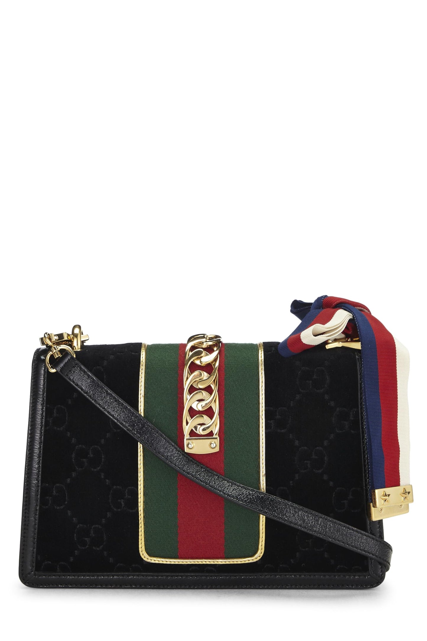 Gucci,  Black Velvet Sylvie Shoulder Bag, Black