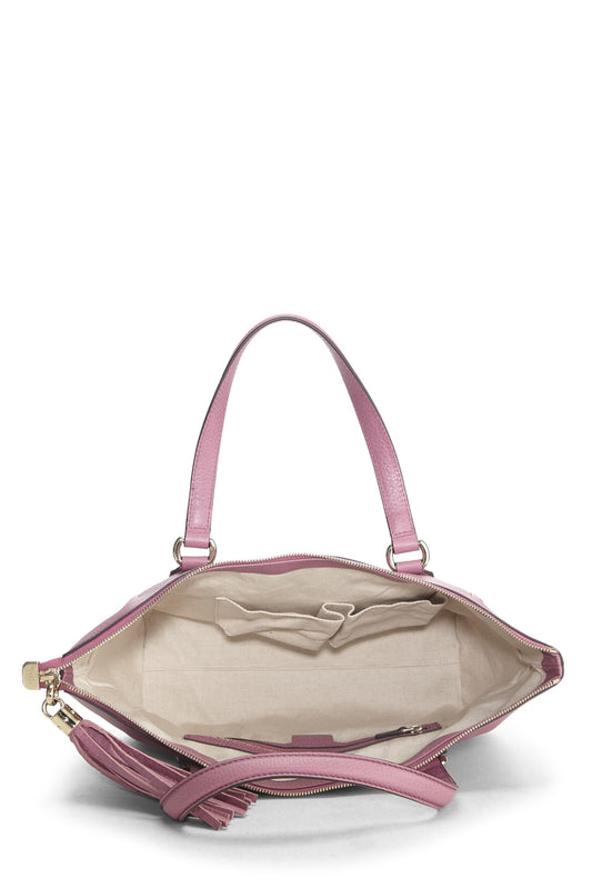 Gucci,  Pink Grained Leather Soho Zip Tote, Pink