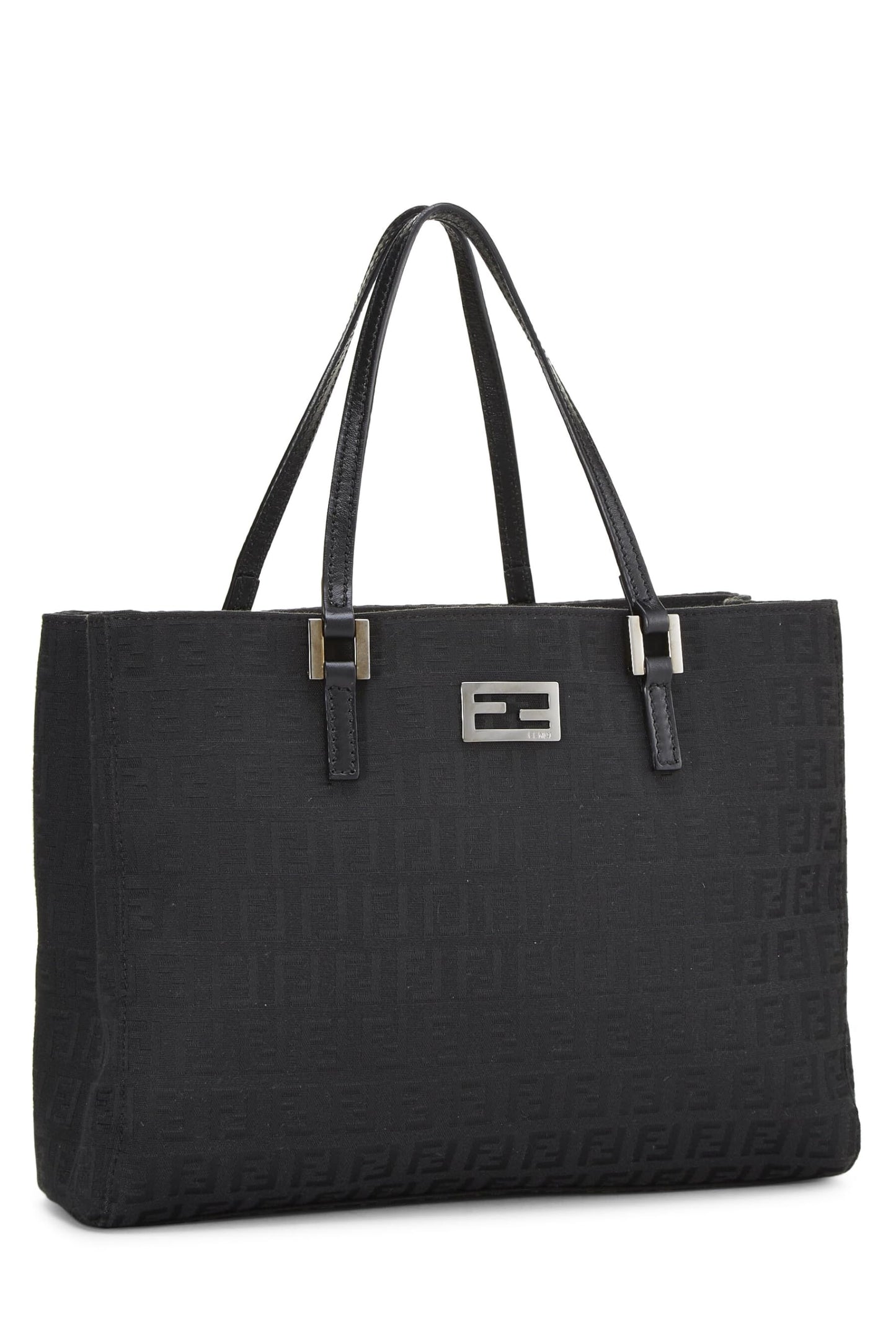 Fendi,  Black Zucchino Canvas Tote Small, Black