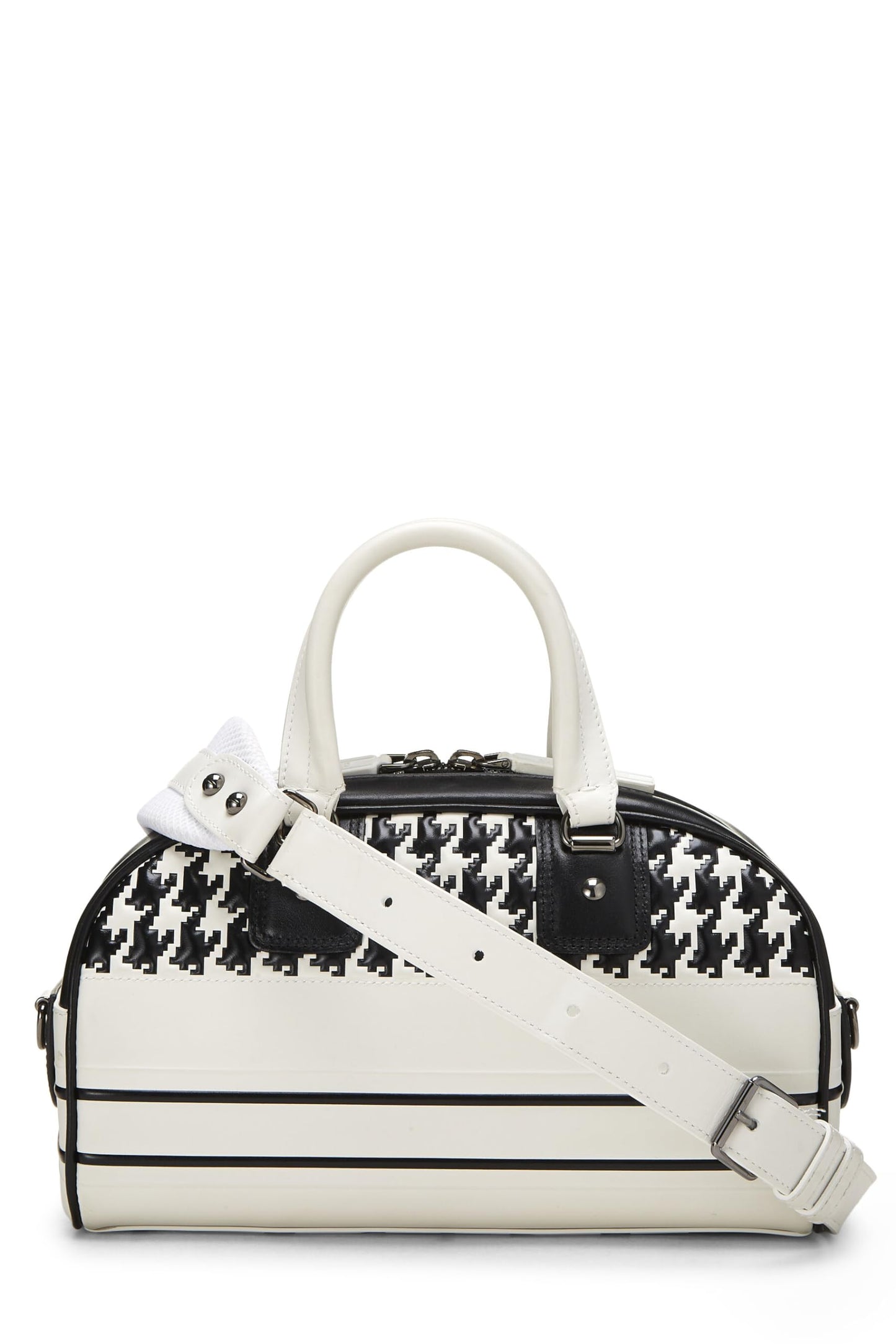 Dior,  White & Black Leather Vibe Bowling Bag Small, White