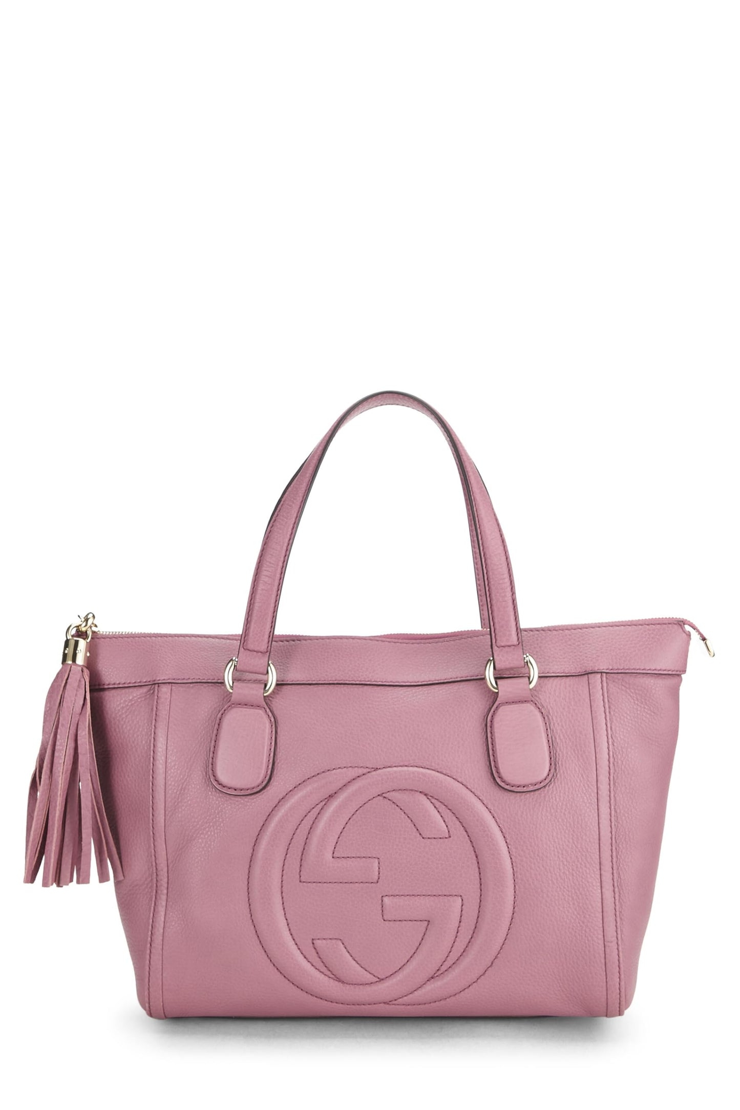 Gucci,  Pink Grained Leather Soho Zip Tote, Pink