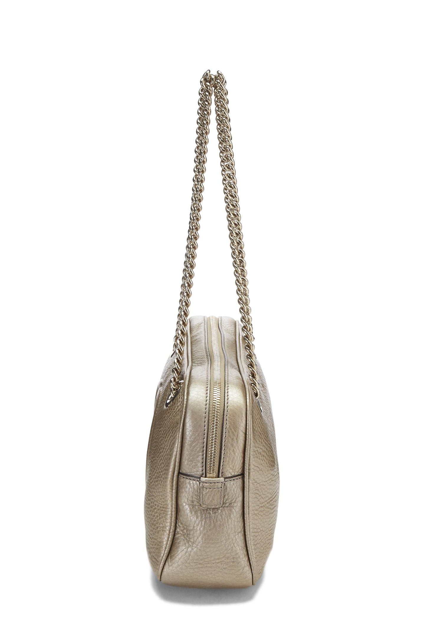 Gucci,  Metallic Grey Leather Soho Chain Tote, Grey
