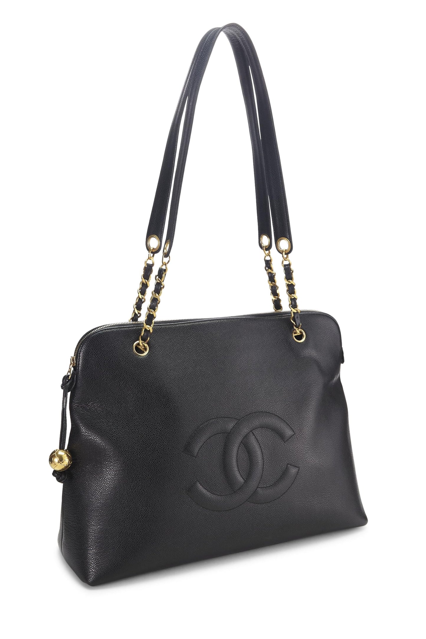 Chanel,  Black Caviar Zip Tote Large, Black