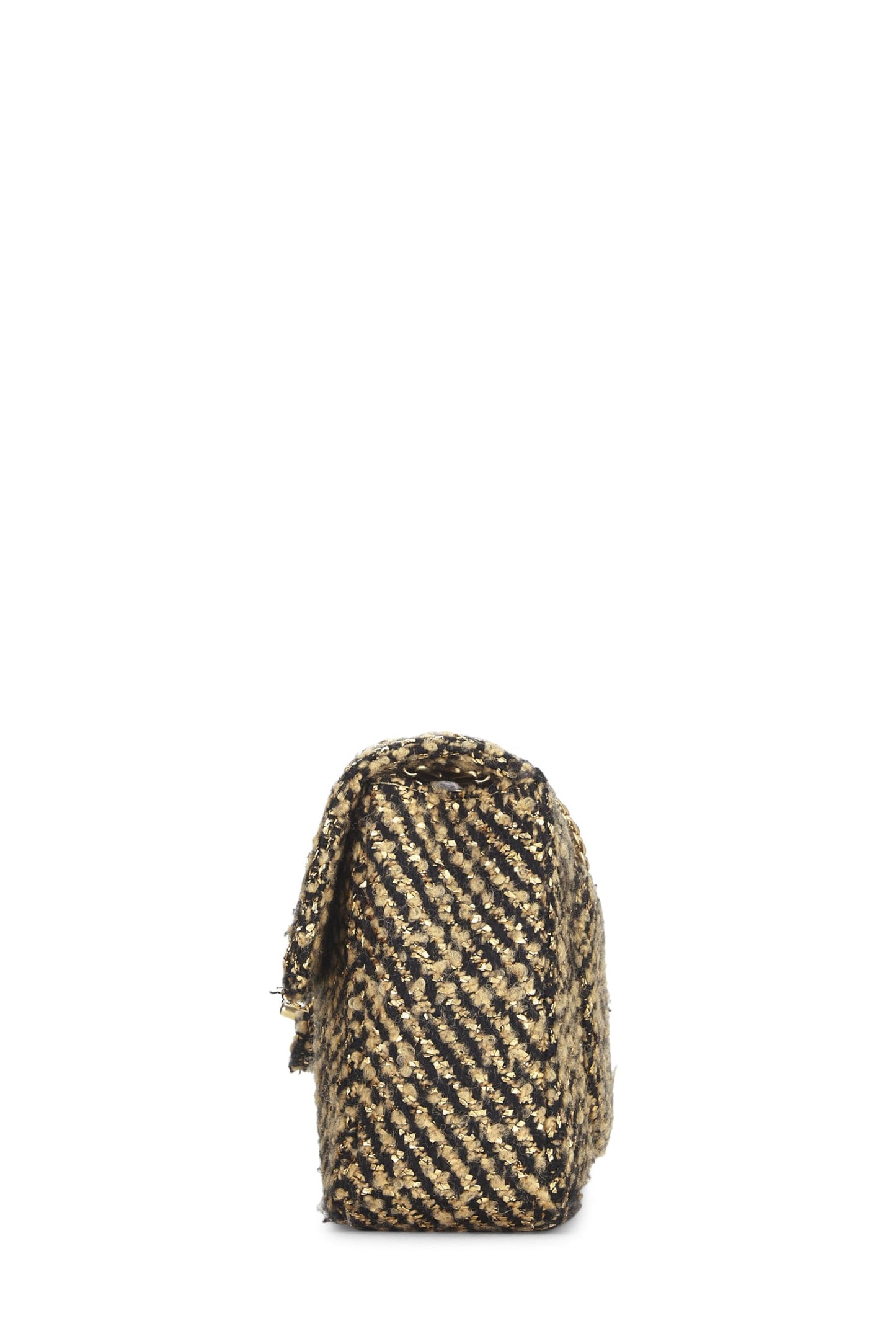Chanel,  Black & Metallic Tweed Half Flap Medium, Gold