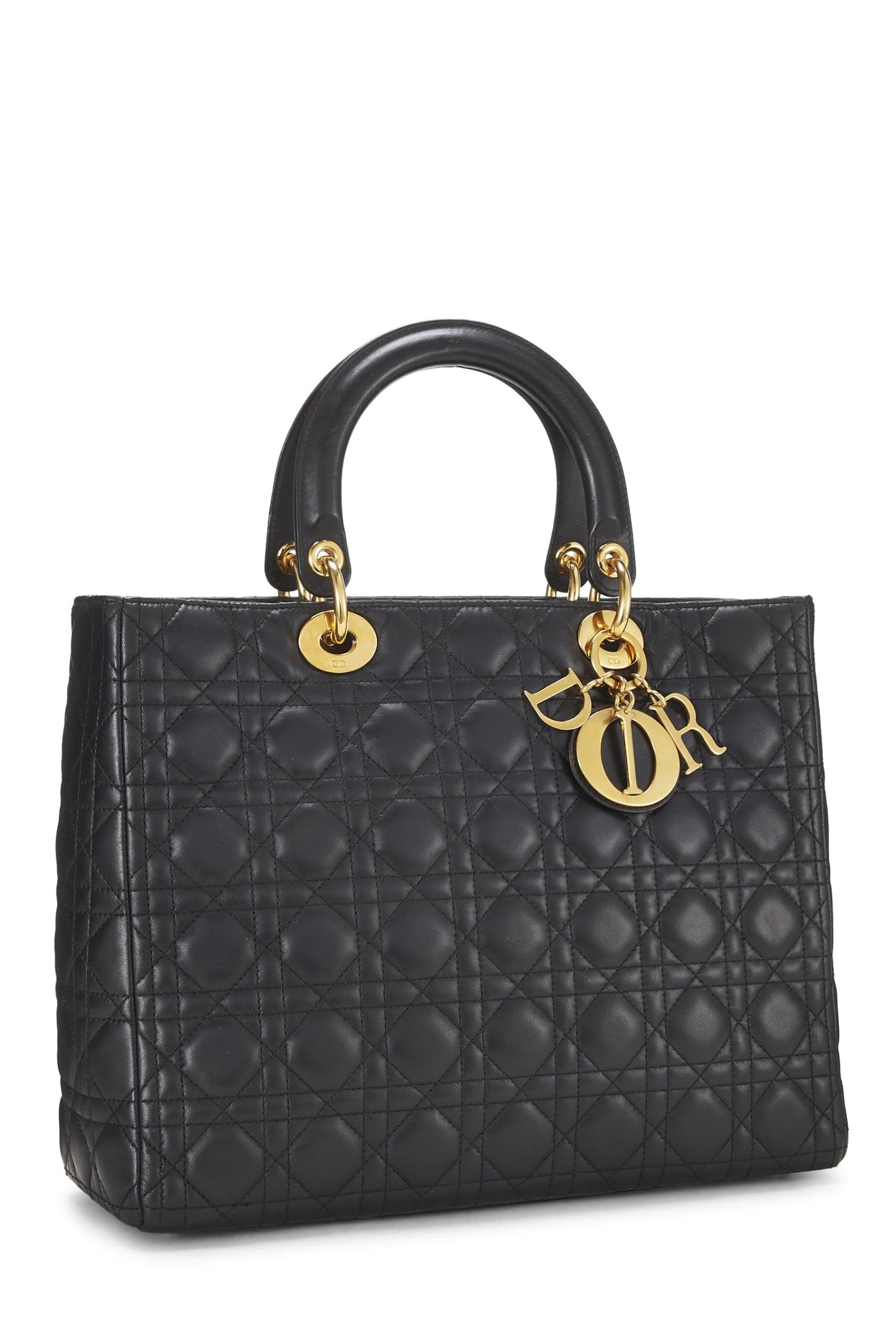 Dior,  Black Cannage Leather Lady Dior Large, Black
