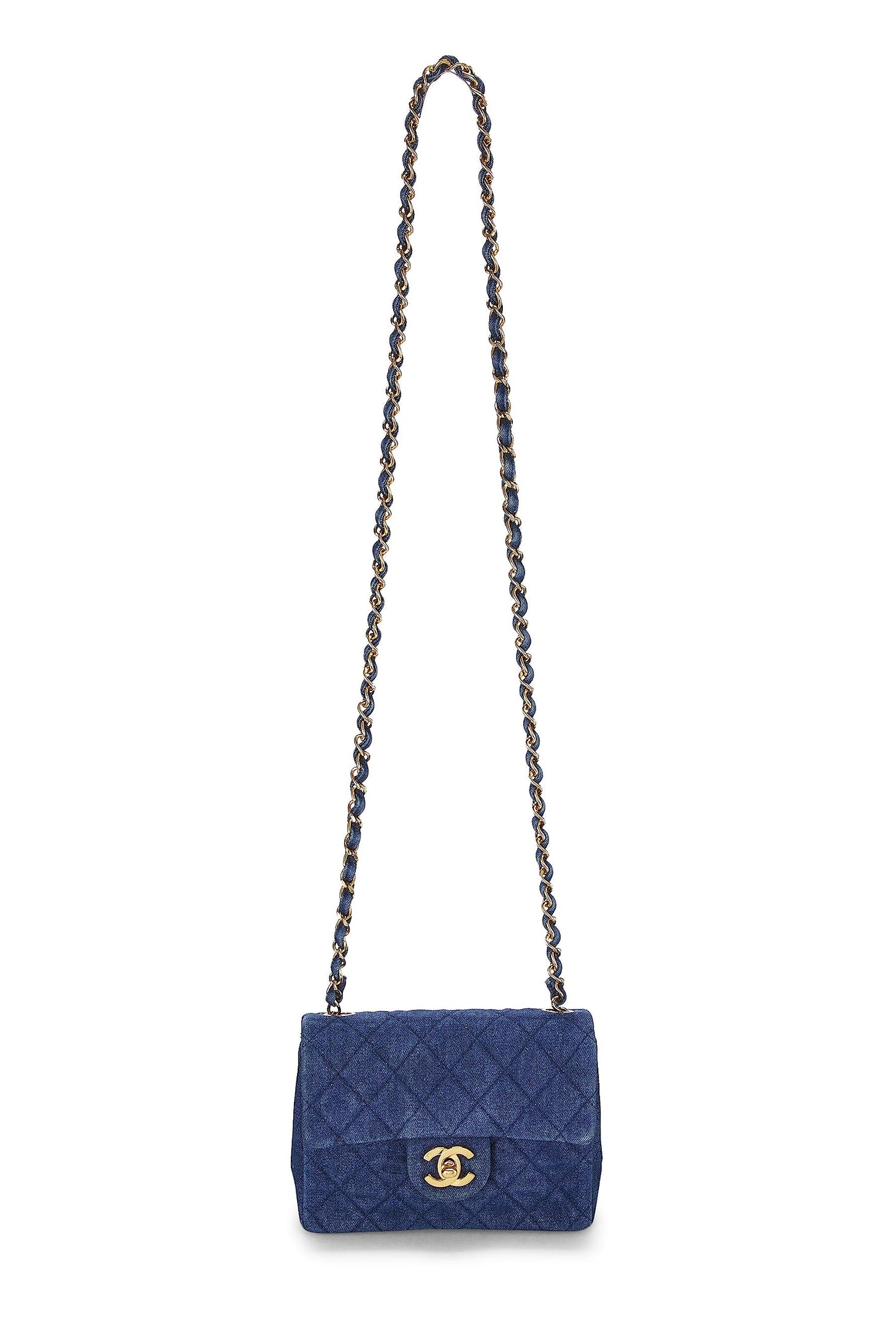 Chanel,  Blue Denim Half Flap Mini, Blue
