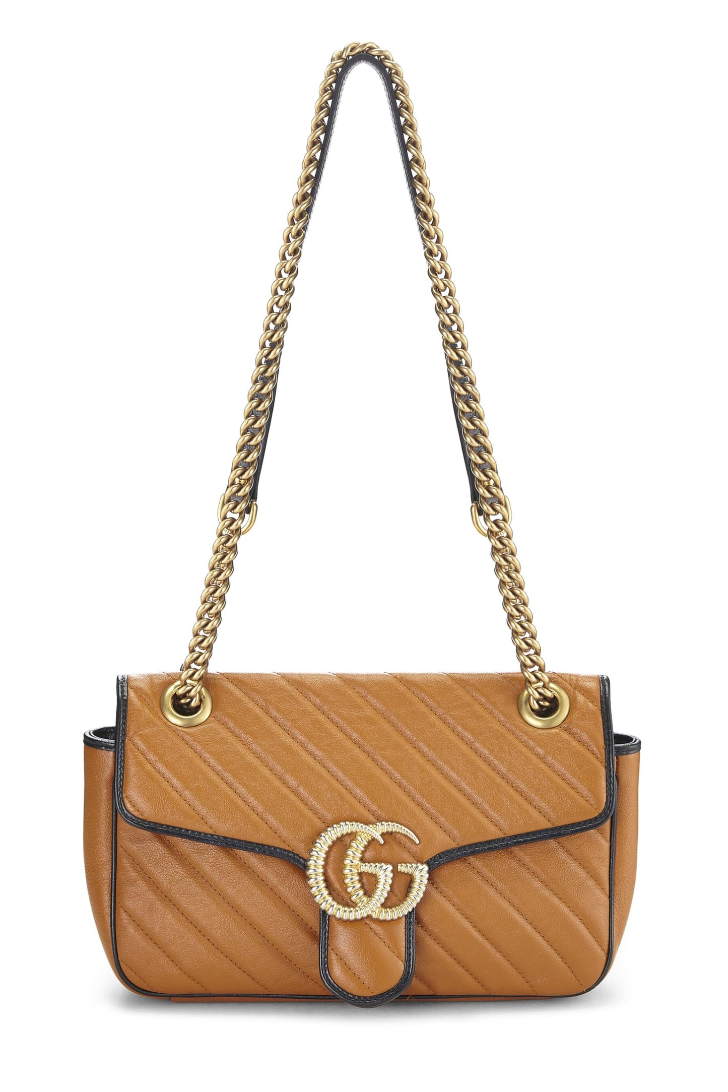 Gucci,  Orange Leather Torchon GG Marmont Shoulder Bag Small, Orange