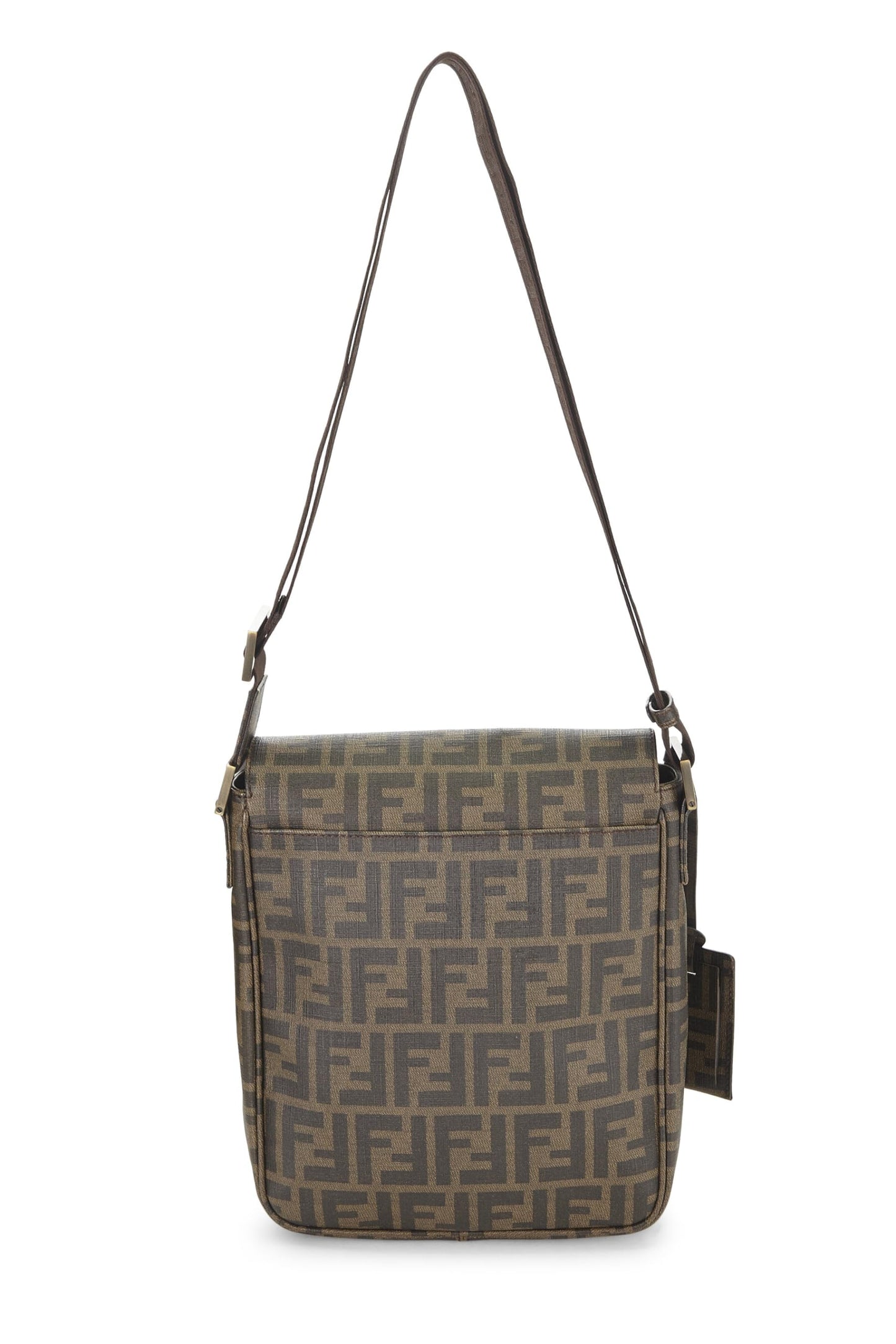 Fendi,  Brown Coated Canvas Zucca Flap Messenger Small, Brown